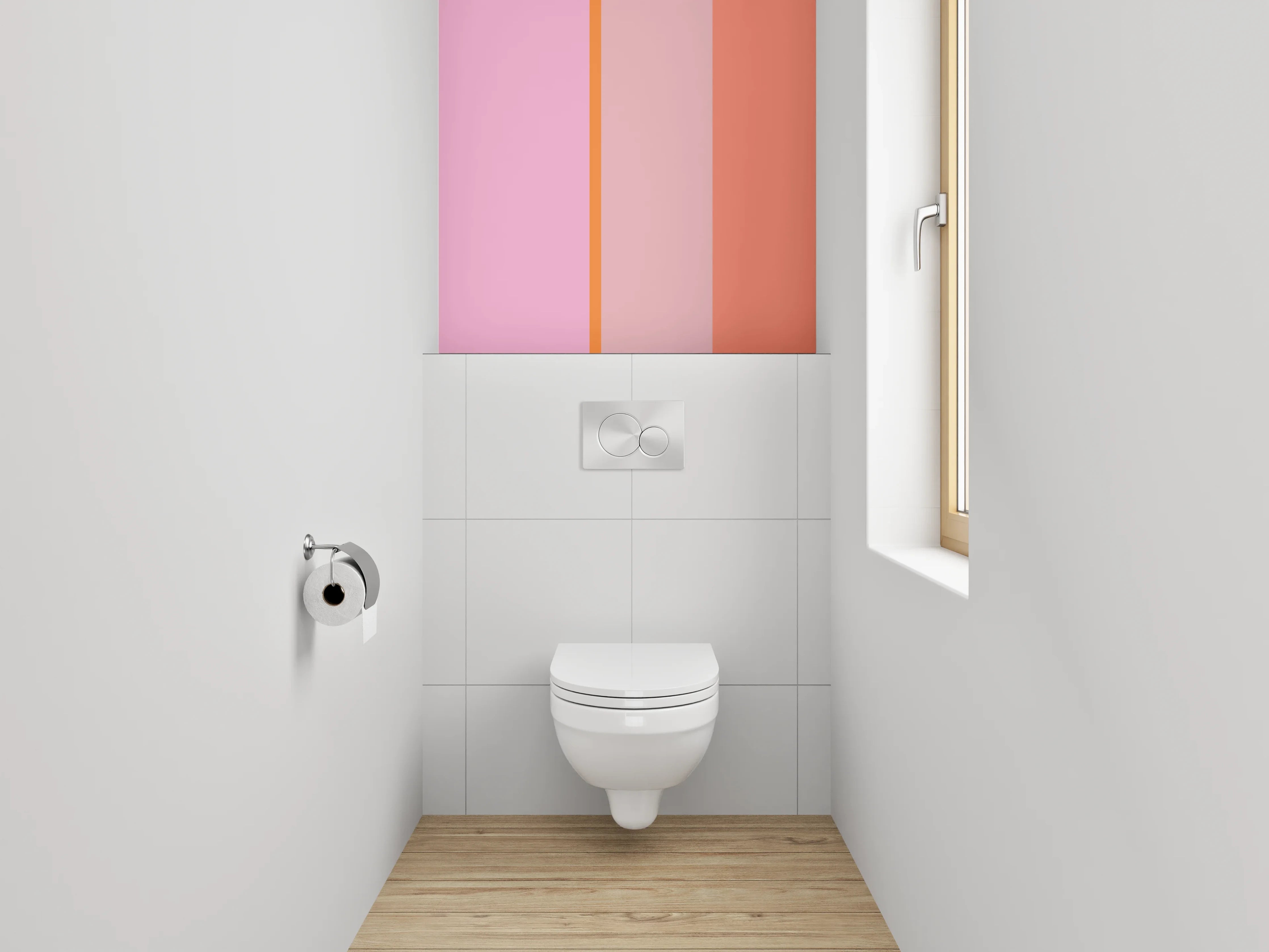 WC-Rückwand - Modernes Farbstreifen-Design Rosa Orange