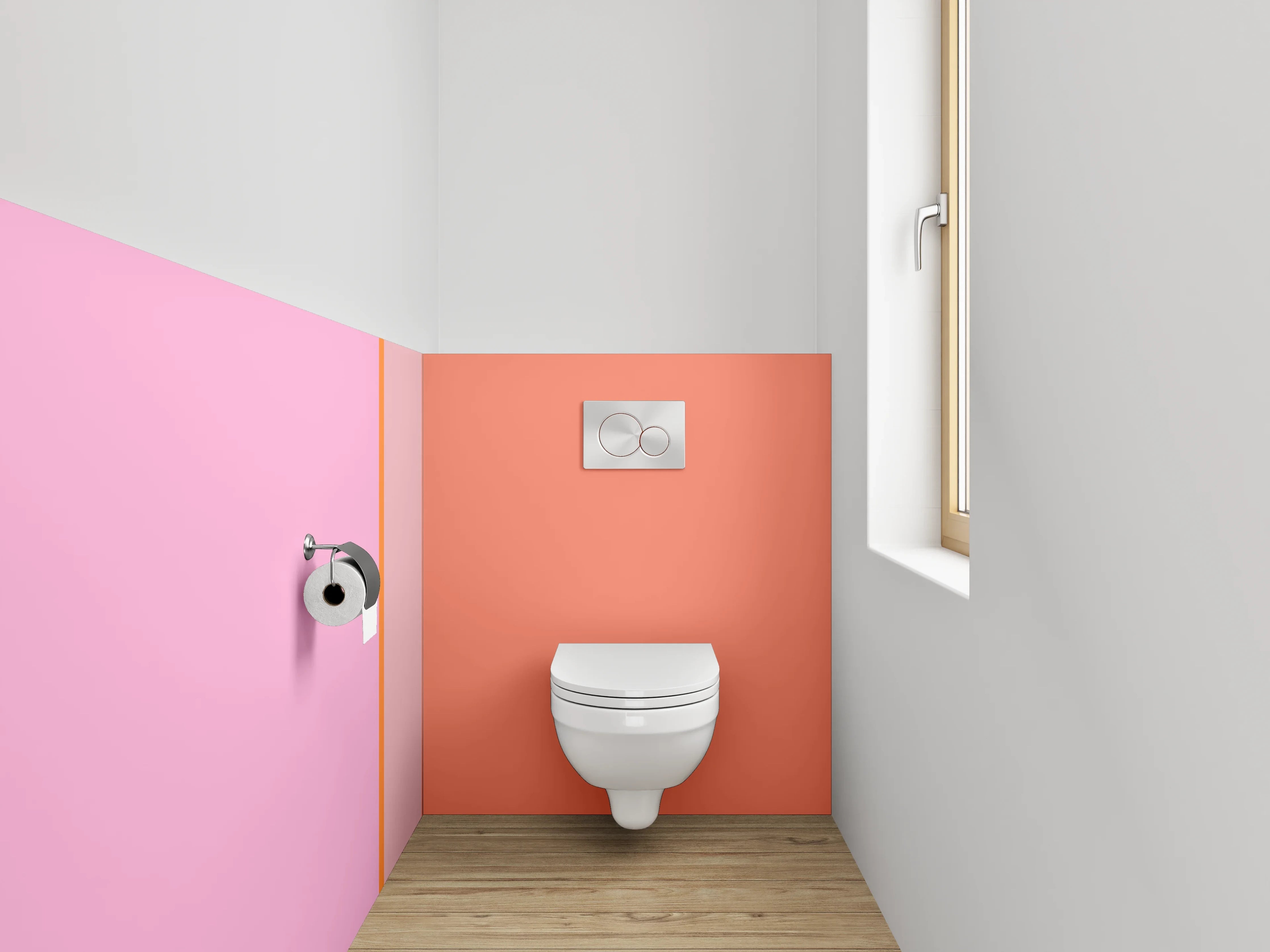 WC-Rückwand - Modernes Farbstreifen-Design Rosa Orange