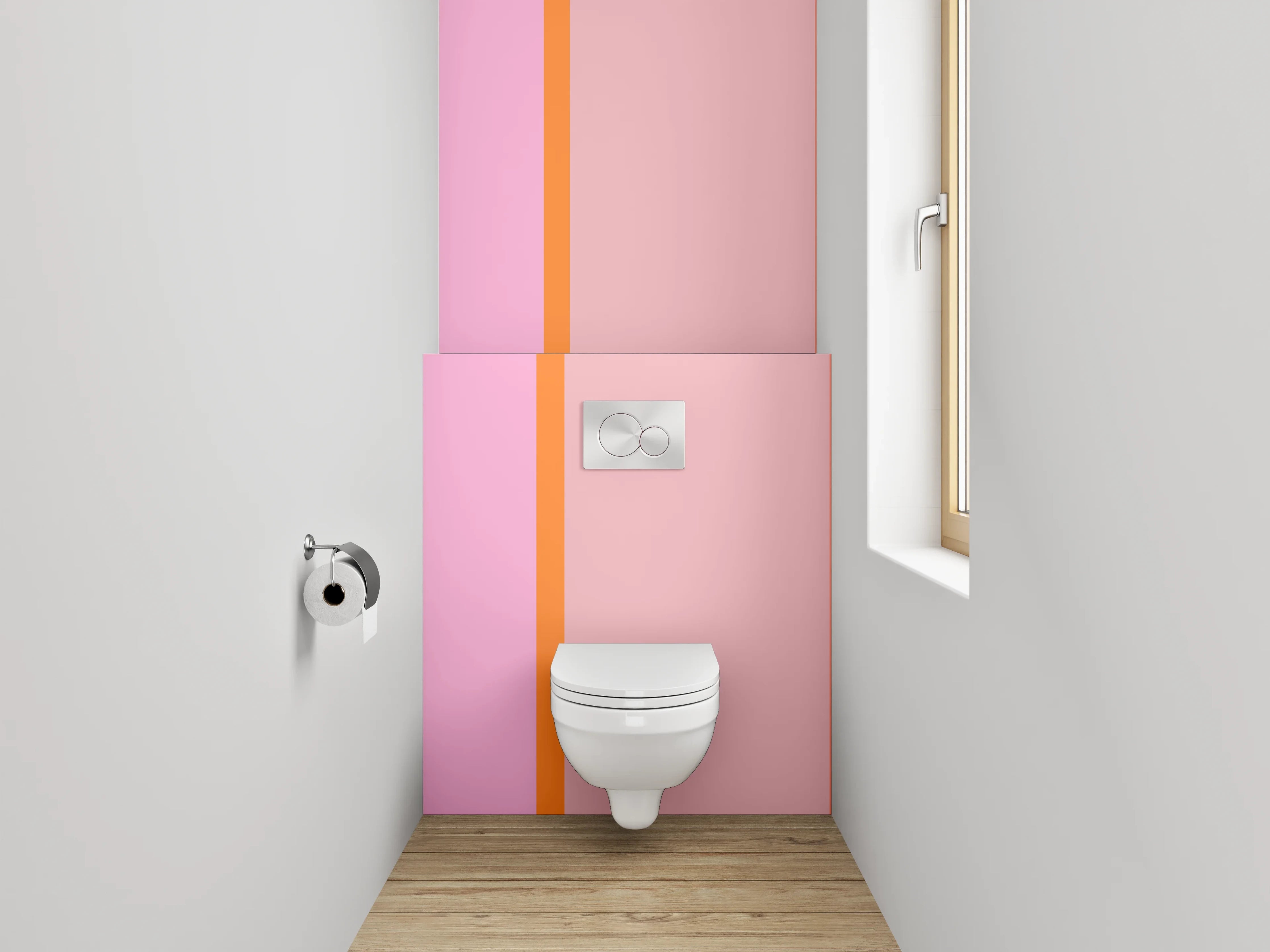 WC-Rückwand - Modernes Farbstreifen-Design Rosa Orange