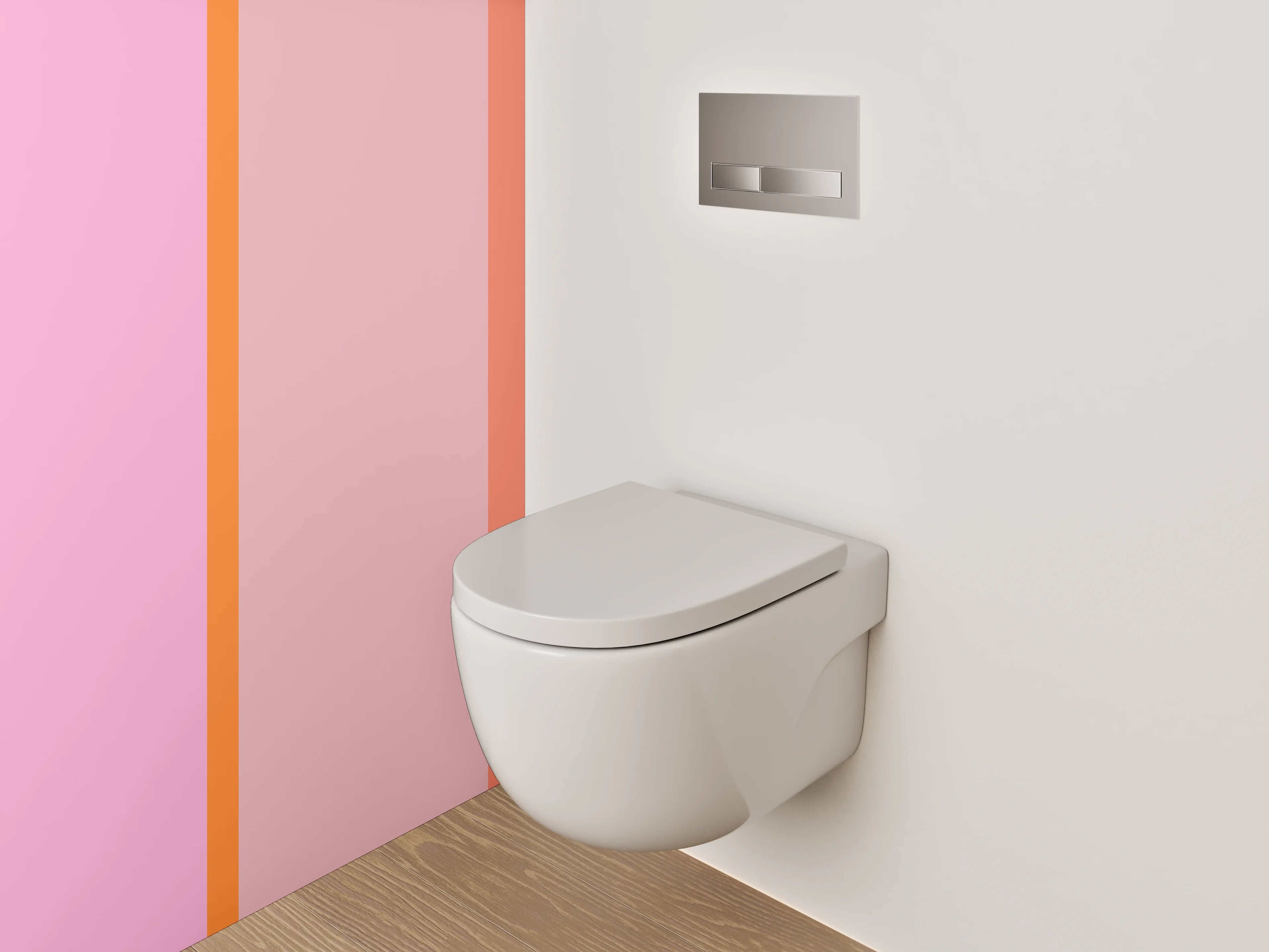 WC-Rückwand - Modernes Farbstreifen-Design Rosa Orange