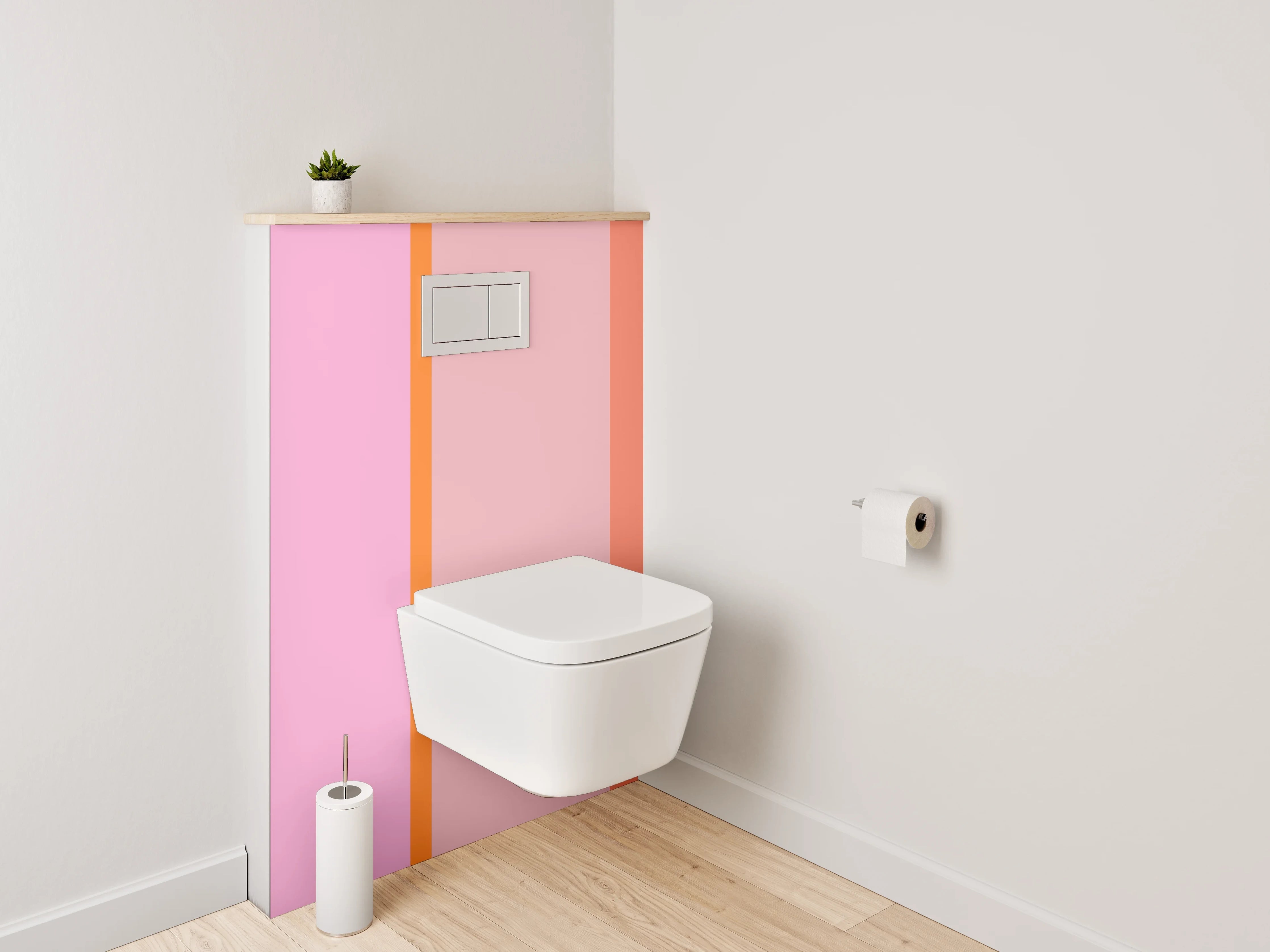 WC-Rückwand - Modernes Farbstreifen-Design Rosa Orange