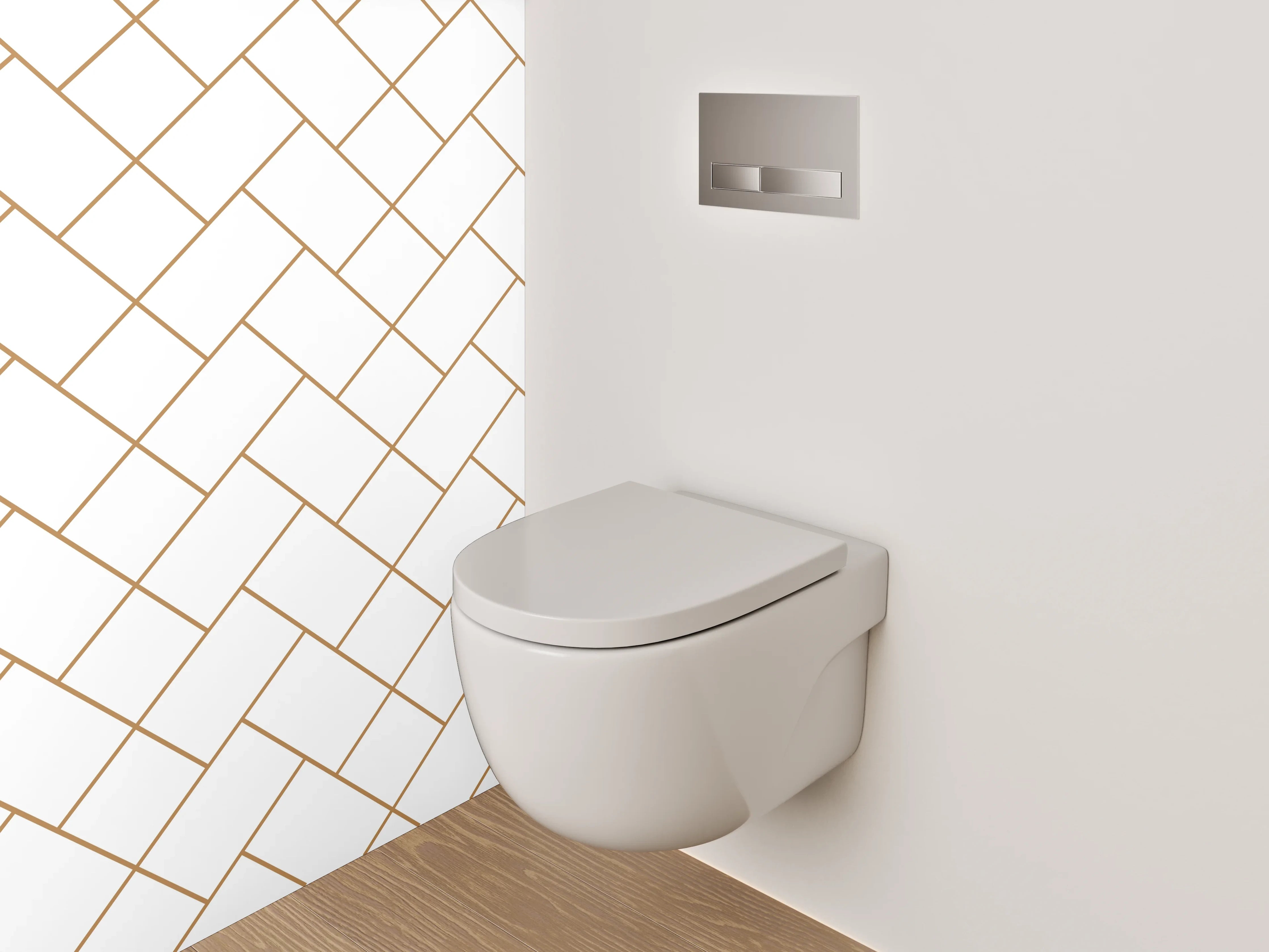 WC-Rückwand - Modernes Fischgrät-Muster Weiß Braun