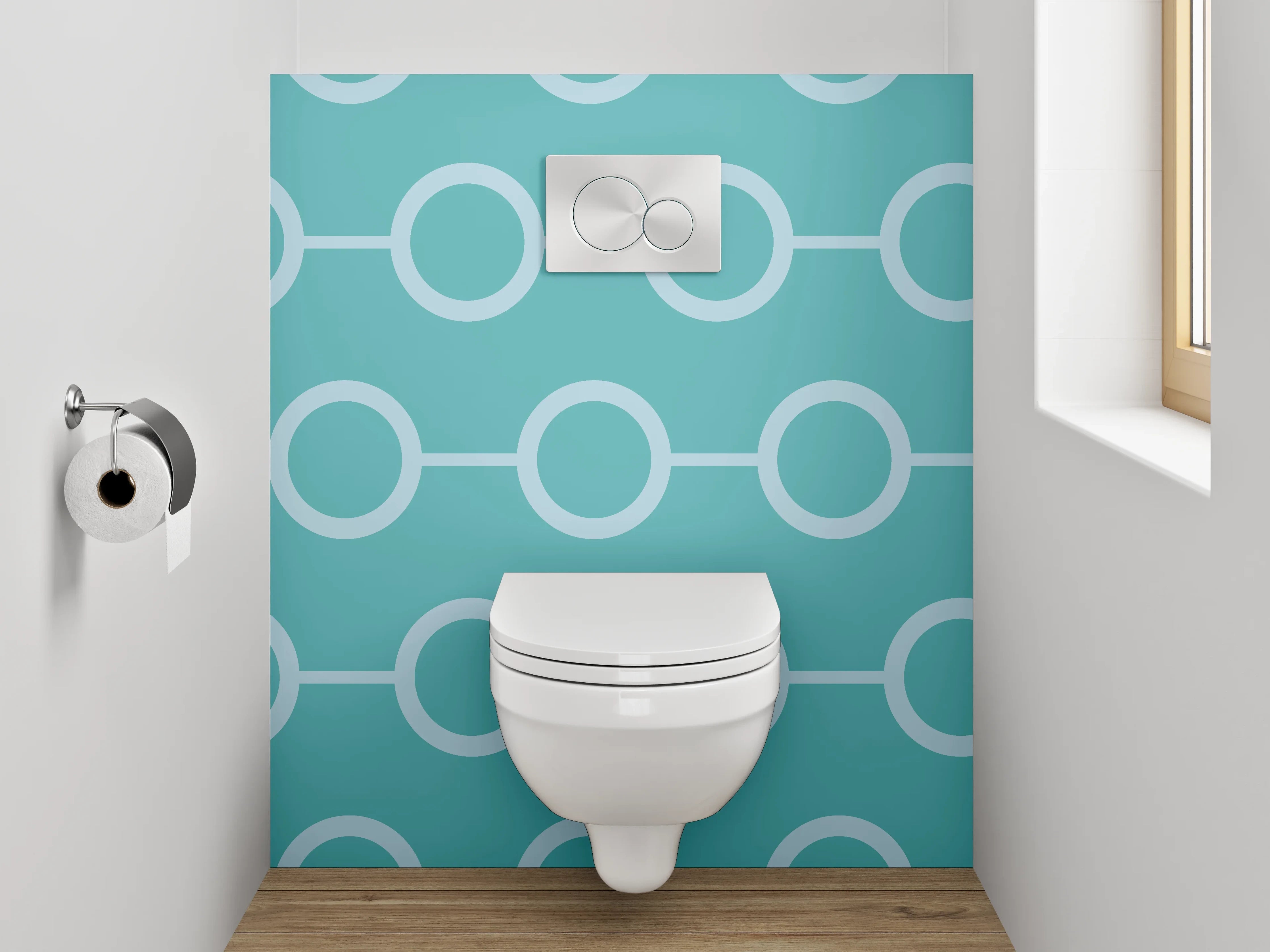 WC-Rückwand - Modernes Kreismuster Türkis
