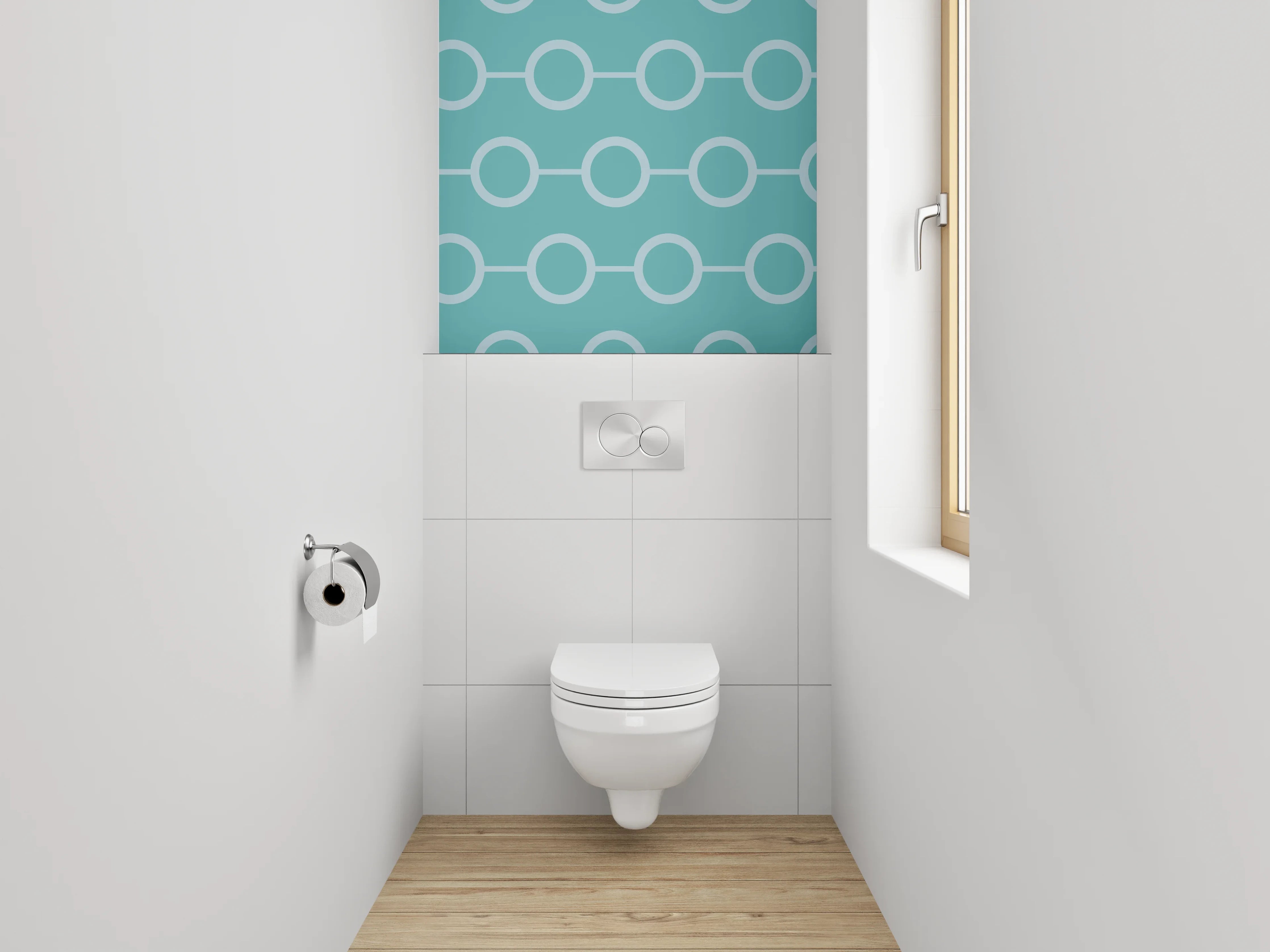 WC-Rückwand - Modernes Kreismuster Türkis