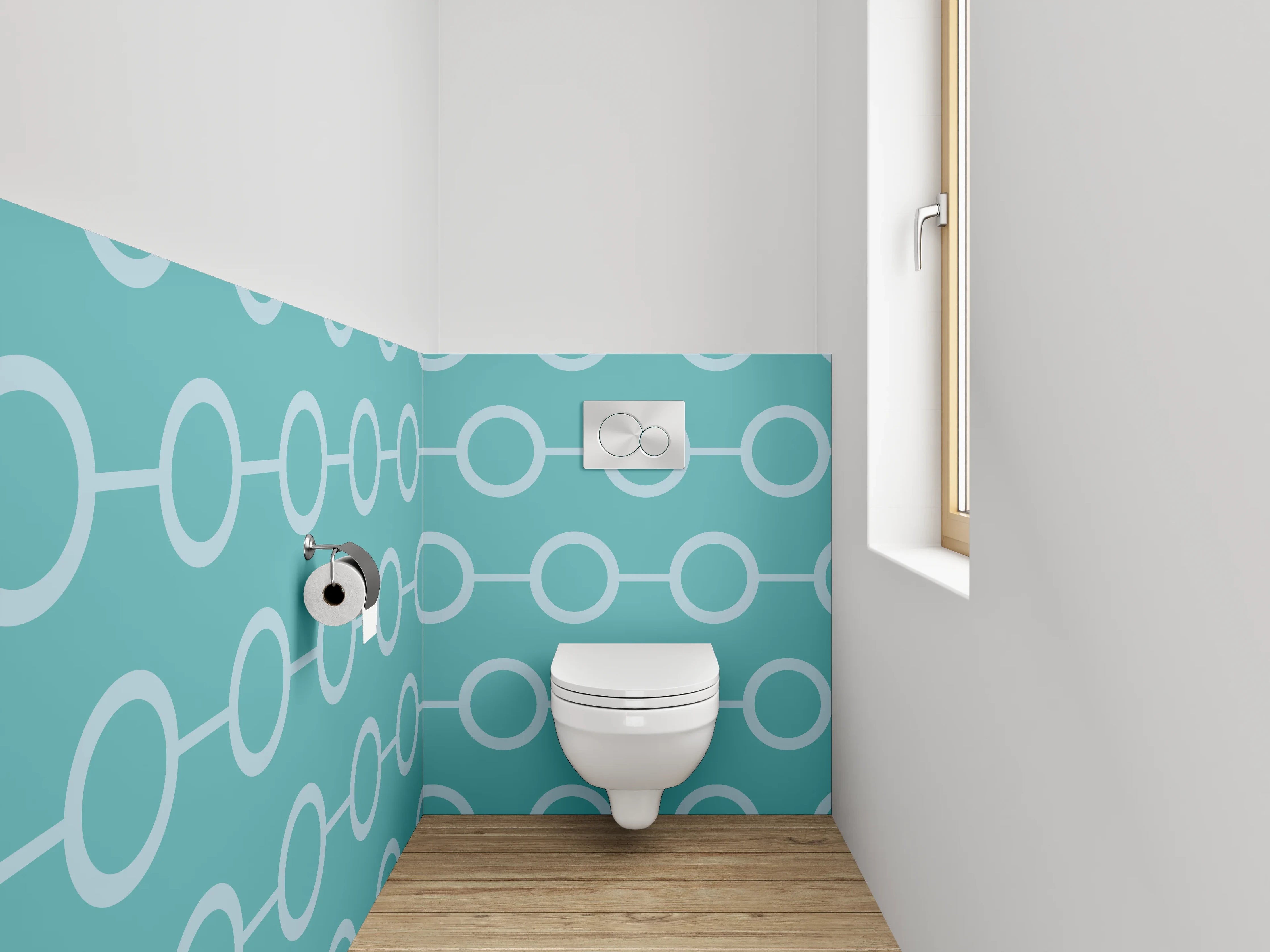 WC-Rückwand - Modernes Kreismuster Türkis