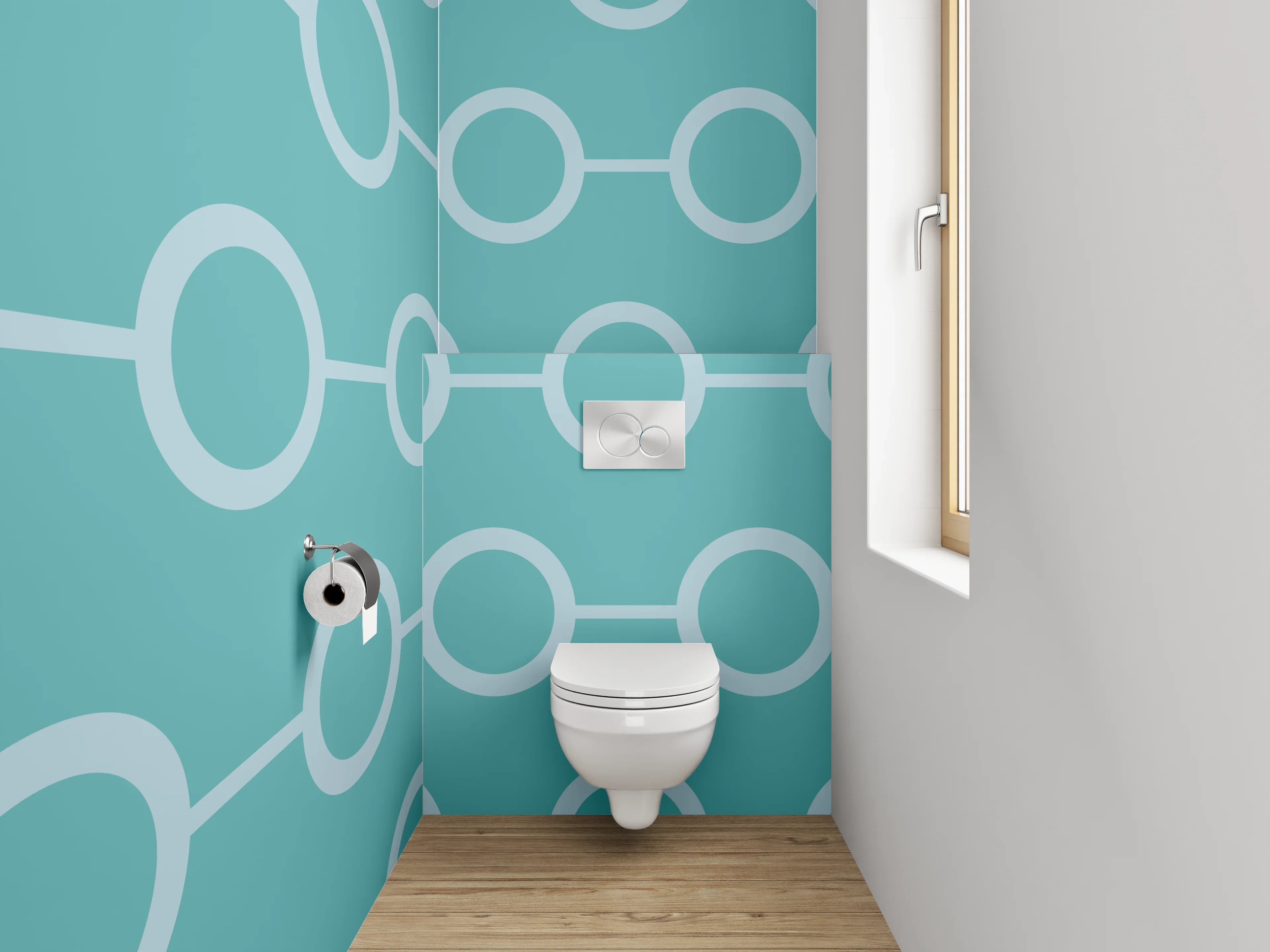 WC-Rückwand - Modernes Kreismuster Türkis