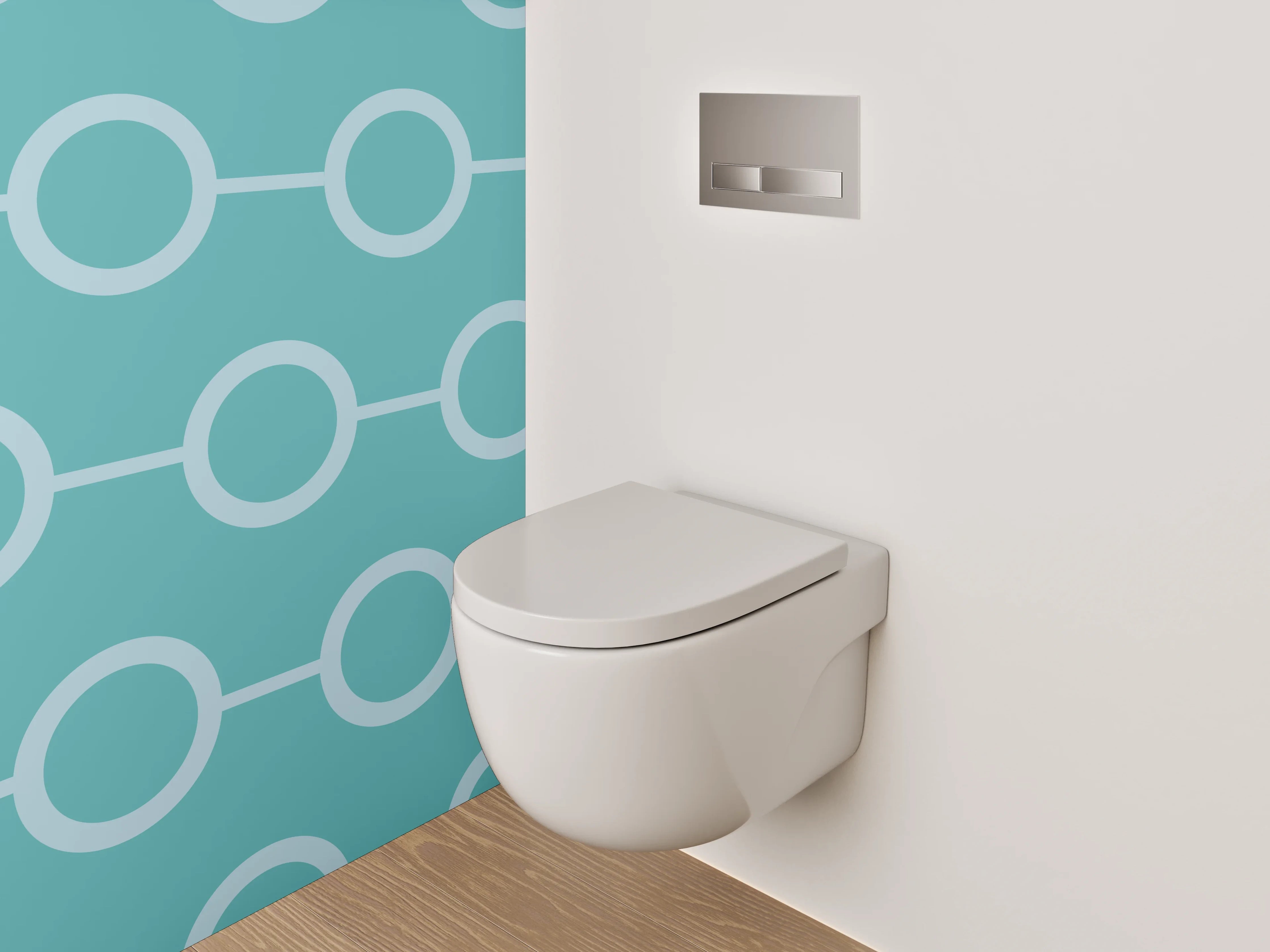 WC-Rückwand - Modernes Kreismuster Türkis