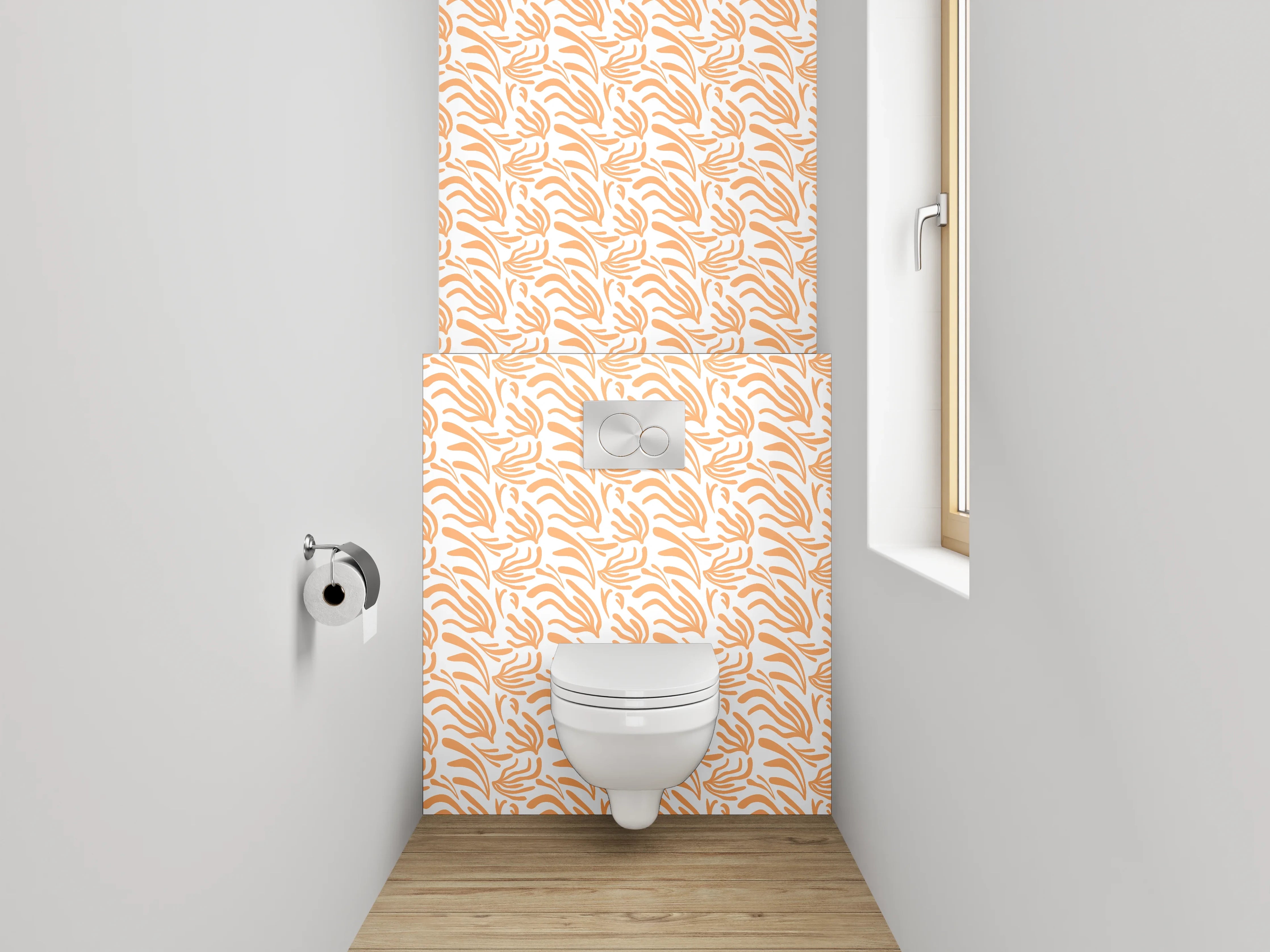 WC-Rückwand - Modernes Lineart Muster in Orange