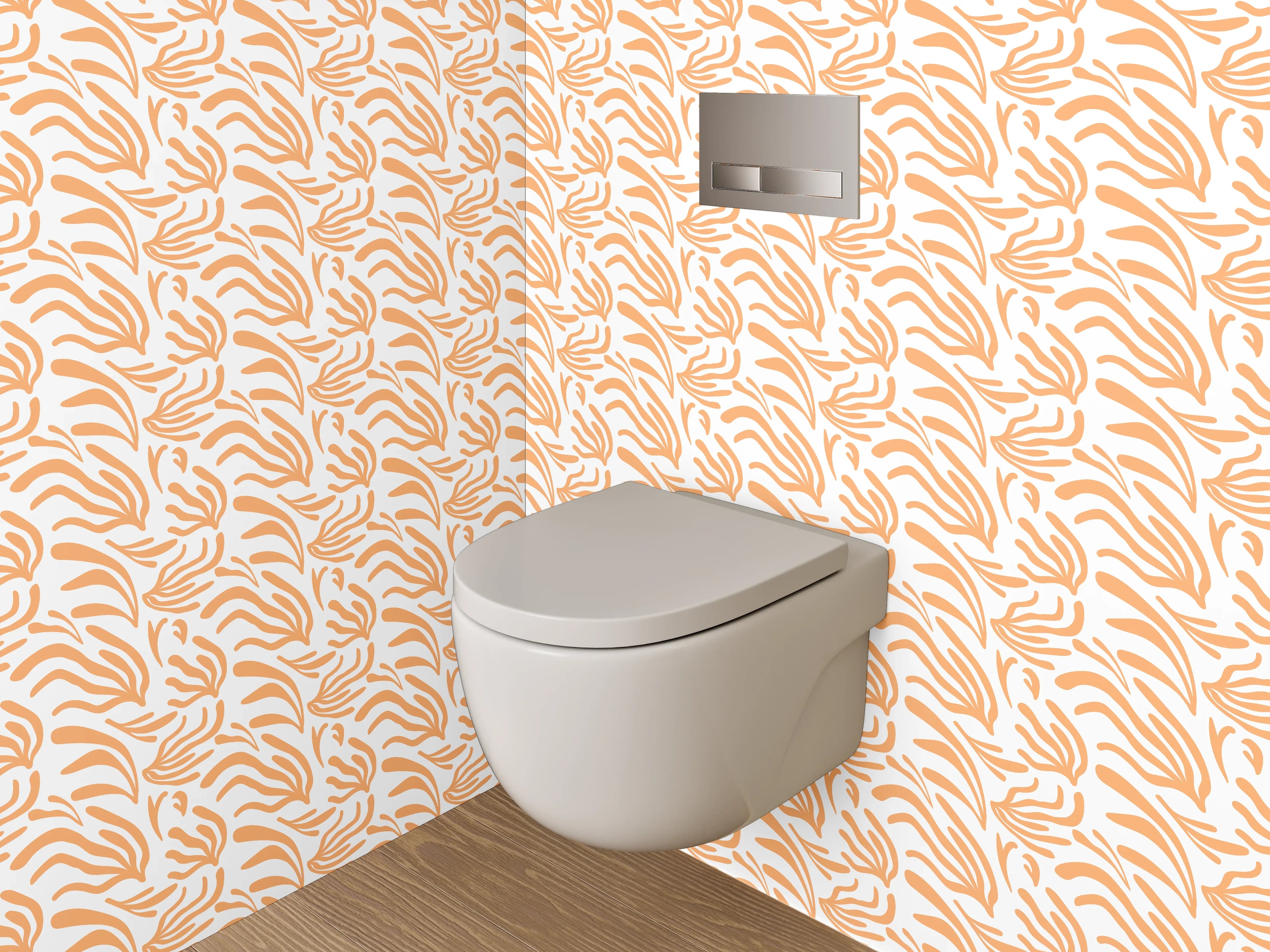 WC-Rückwand - Modernes Lineart Muster in Orange