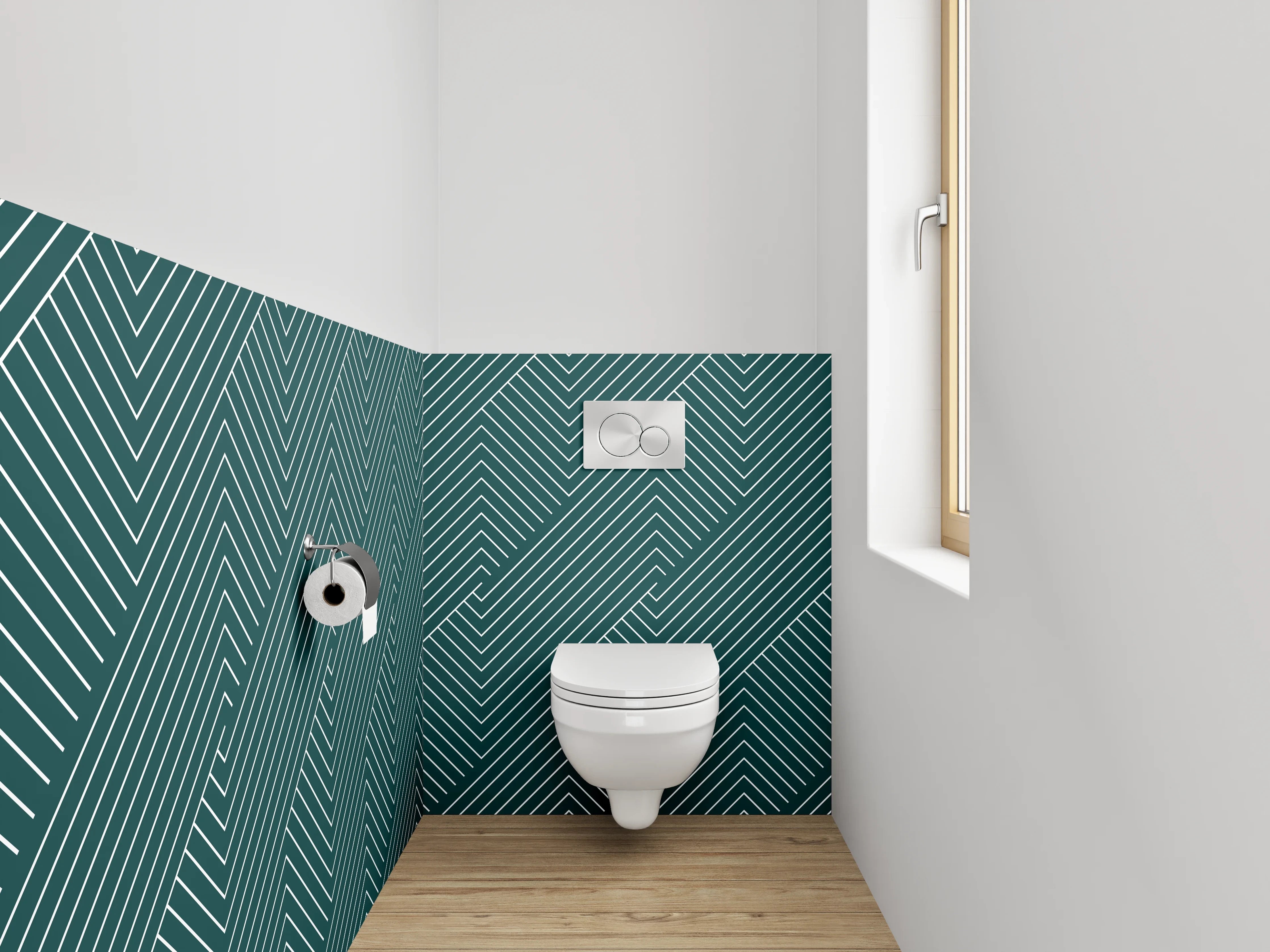 WC-Rückwand - Modernes Linienmuster Dunkelgrün
