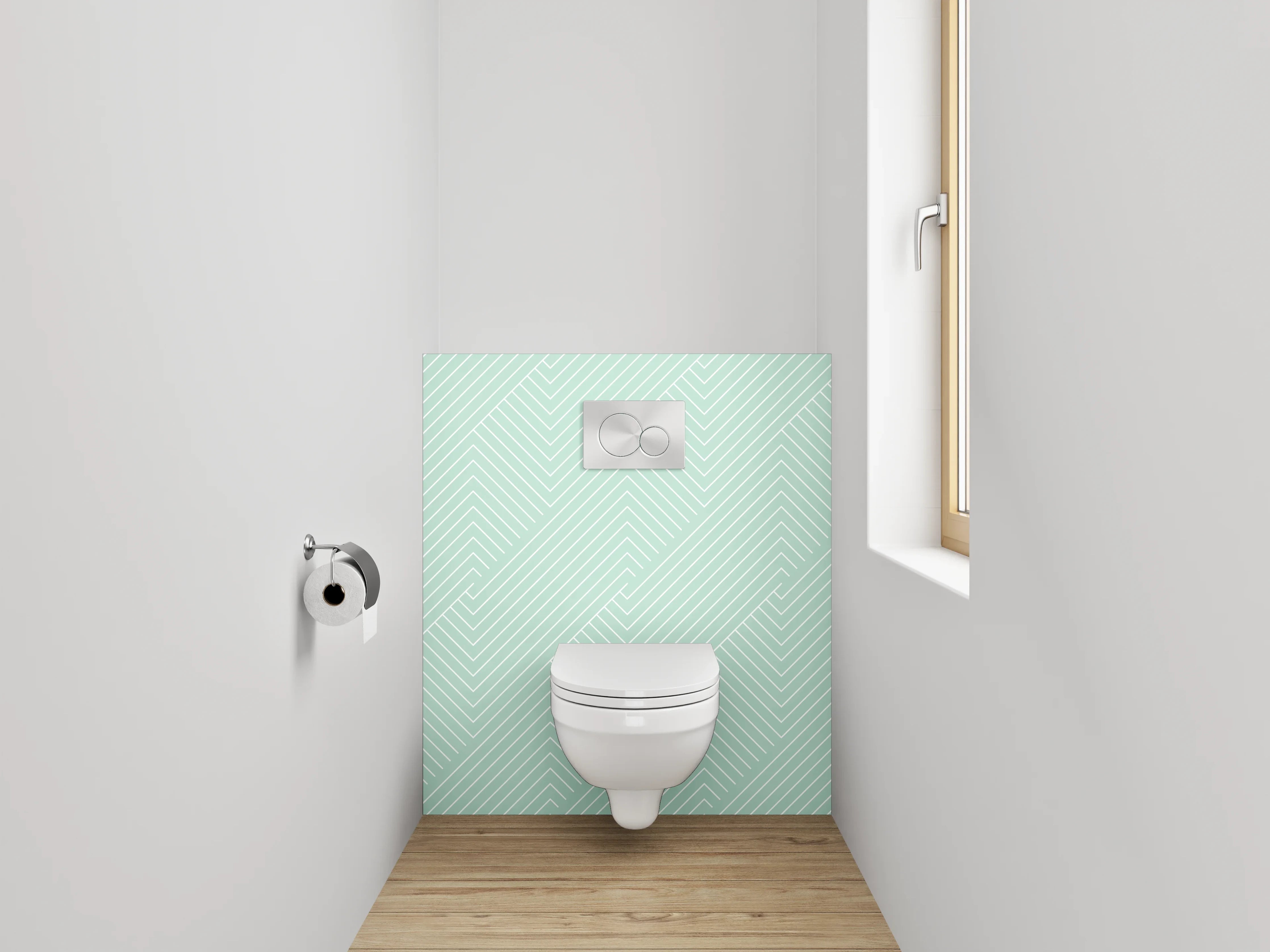 WC-Rückwand - Modernes Linienmuster Mintgrün