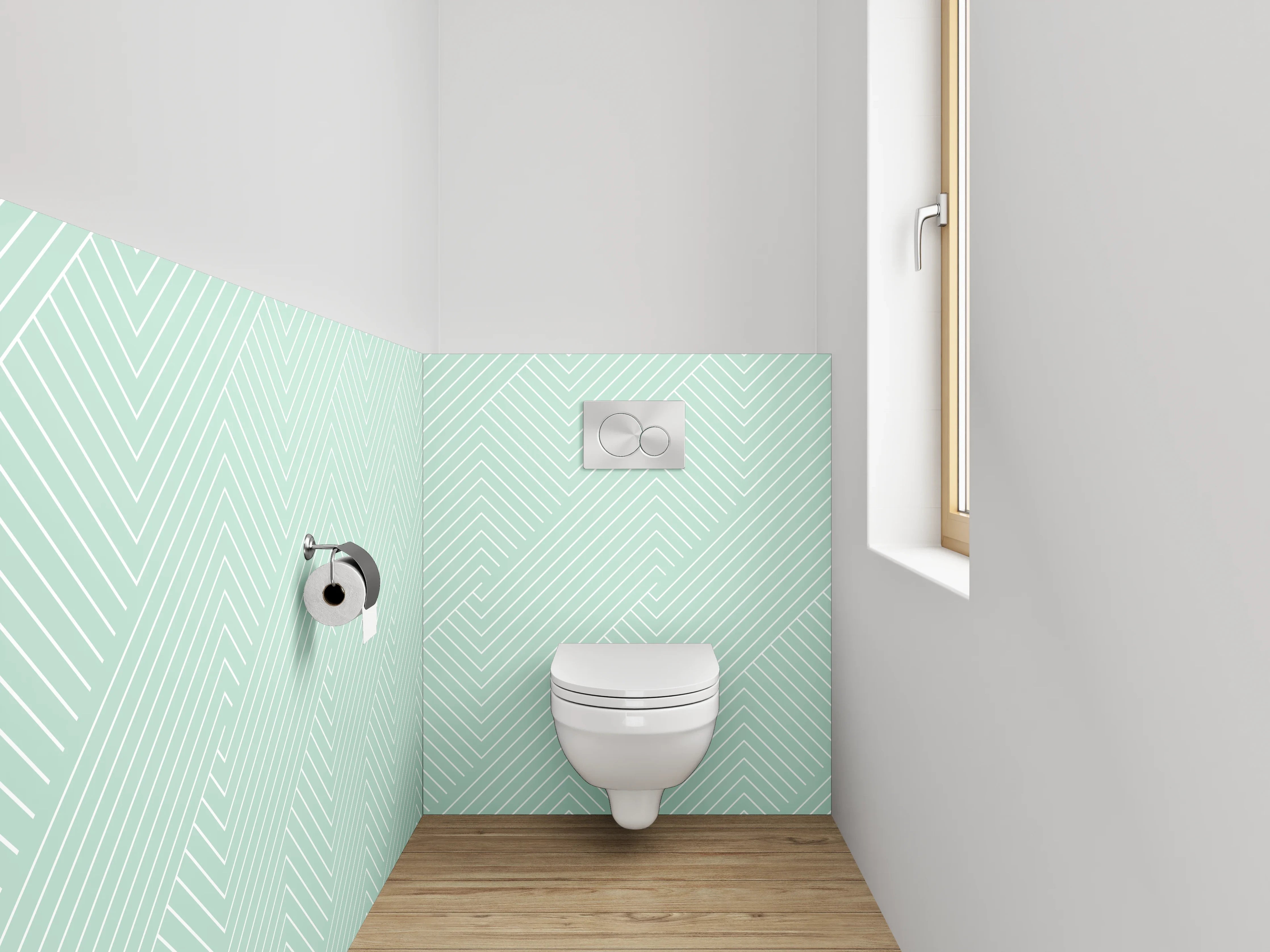WC-Rückwand - Modernes Linienmuster Mintgrün