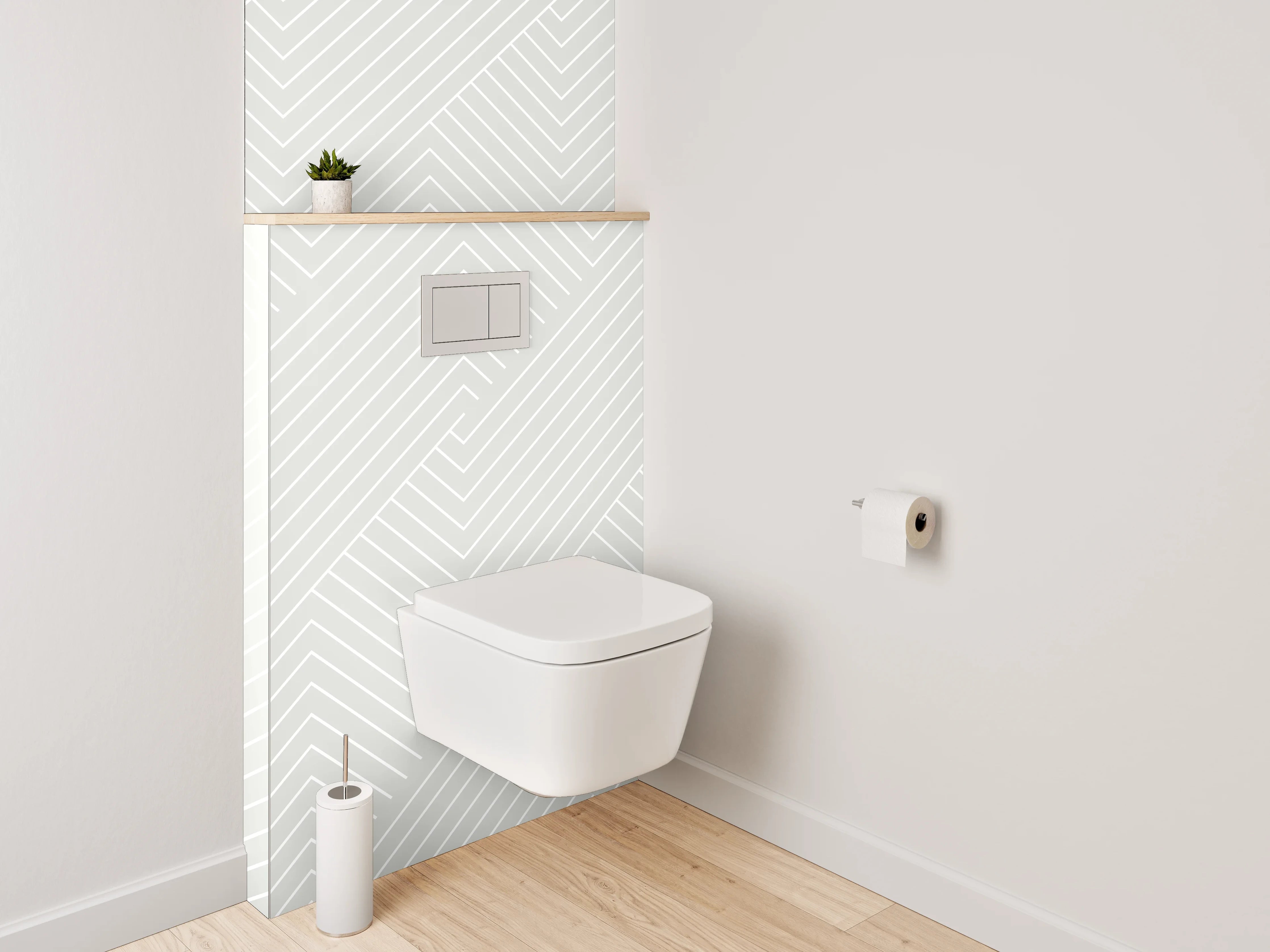 WC-Rückwand - Modernes Linienmuster Weiß Grau