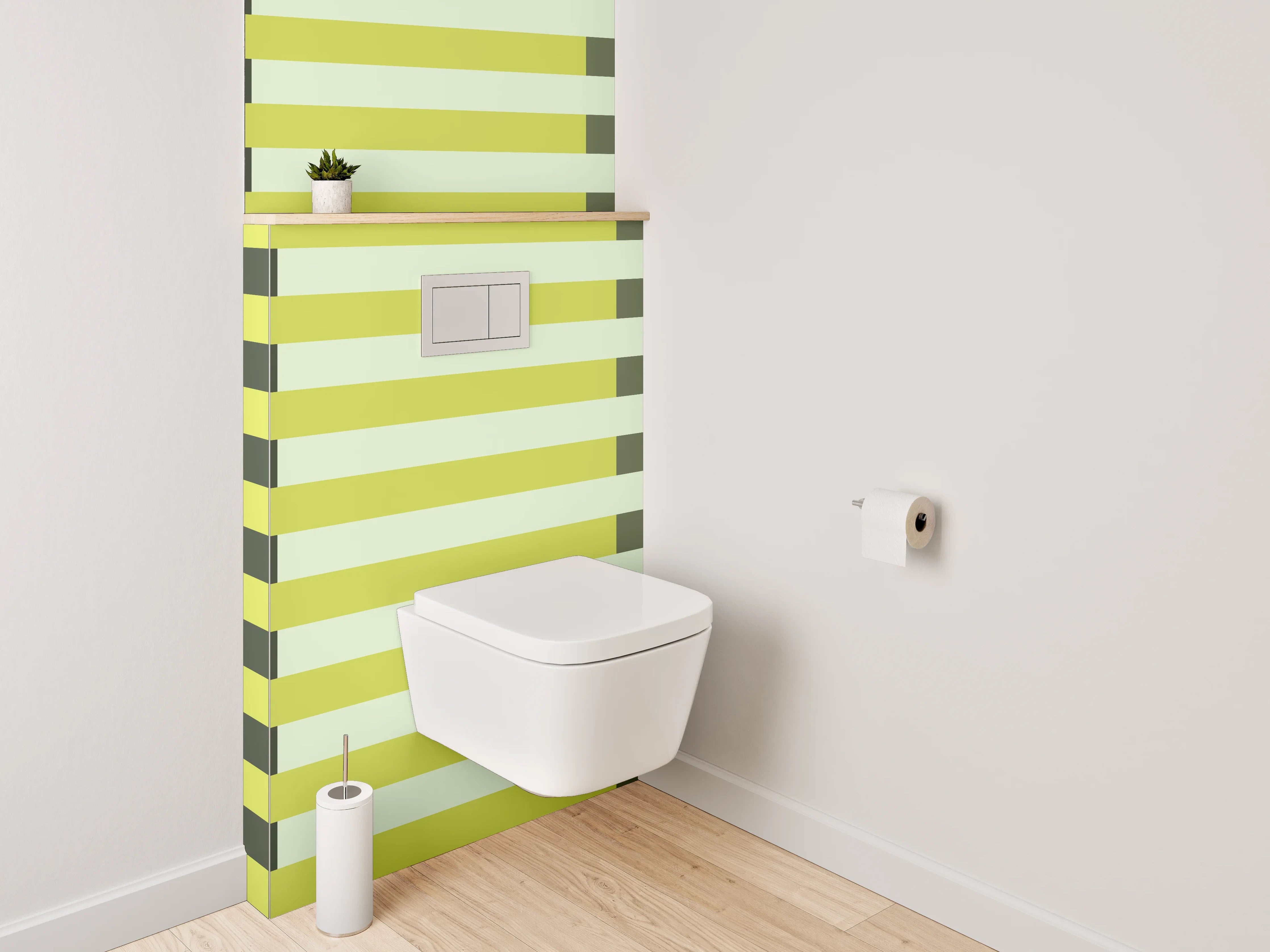 WC-Rückwand - Modernes Linienmuster in Gelb und Grün