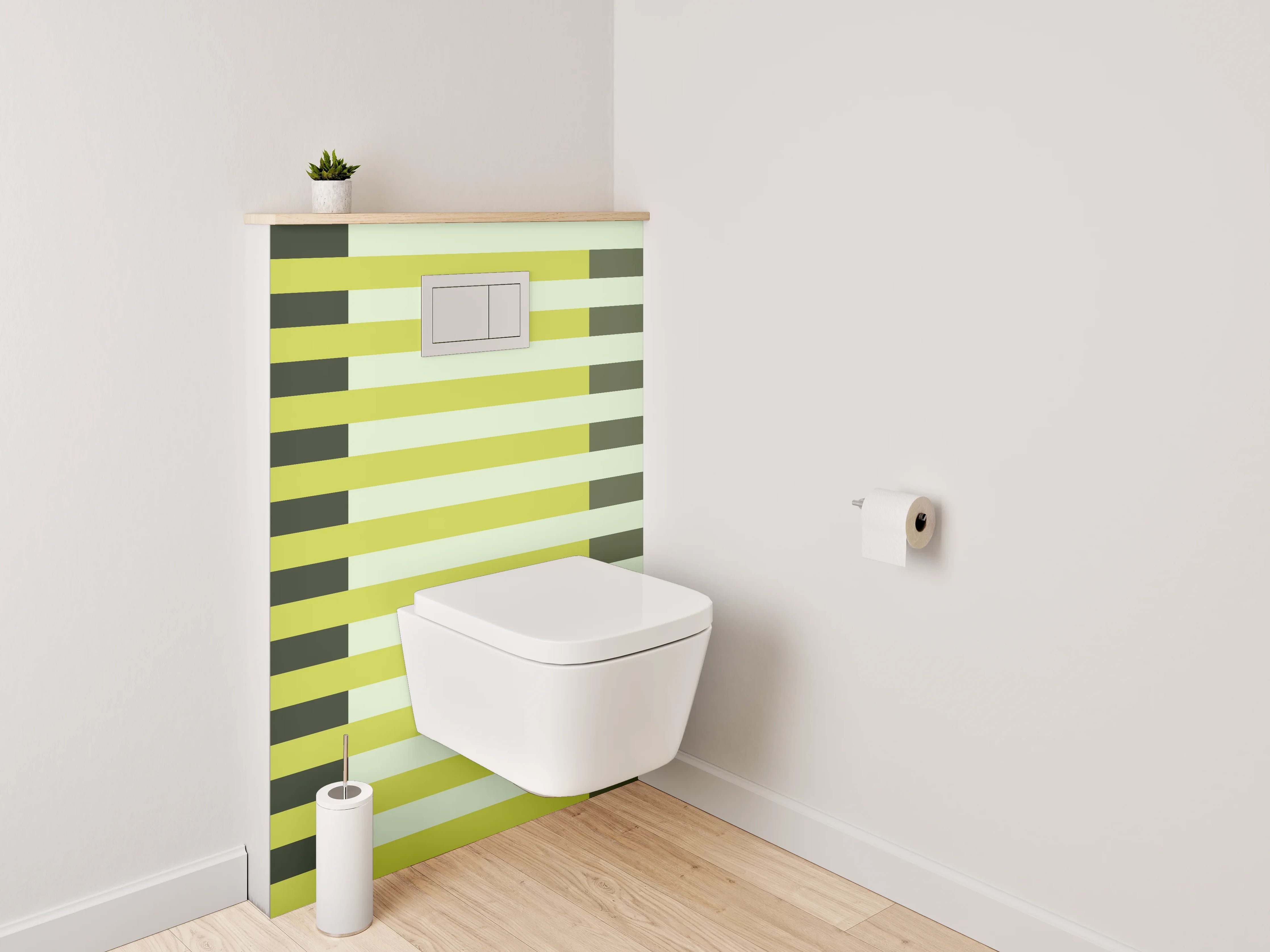 WC-Rückwand - Modernes Linienmuster in Gelb und Grün