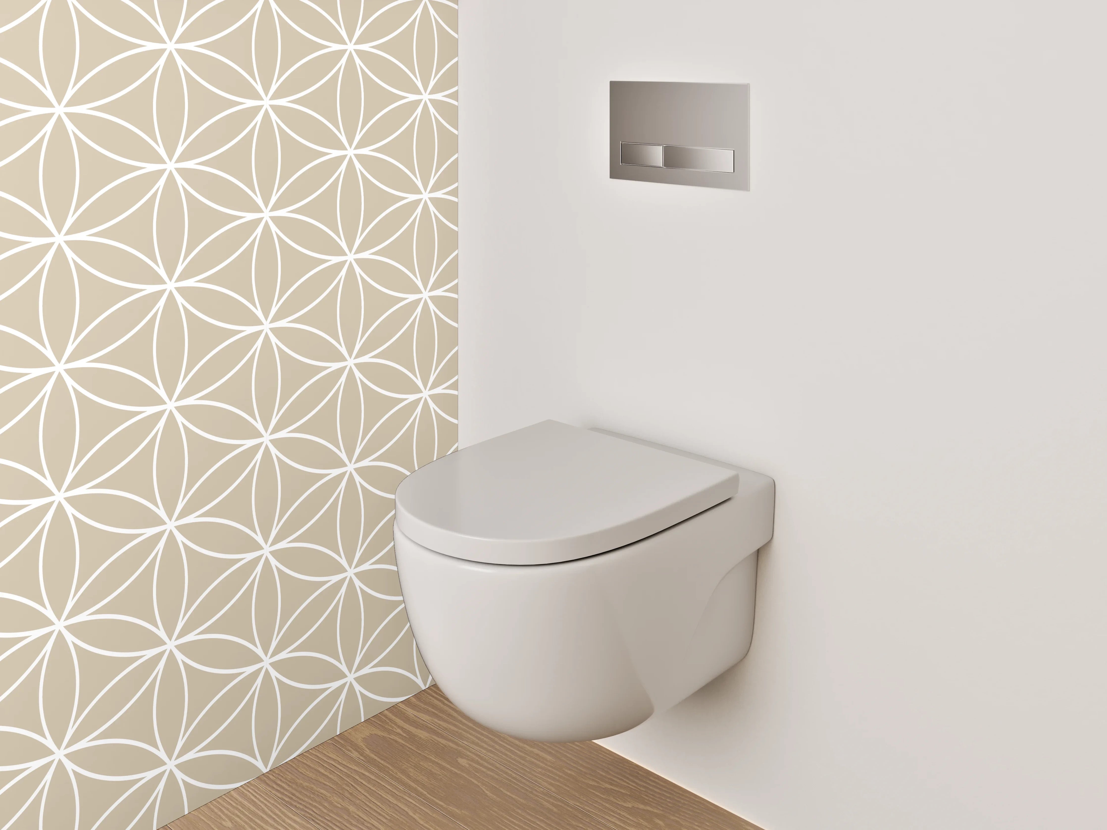 WC-Rückwand - Modernes Mandala-Muster Beige Weiß