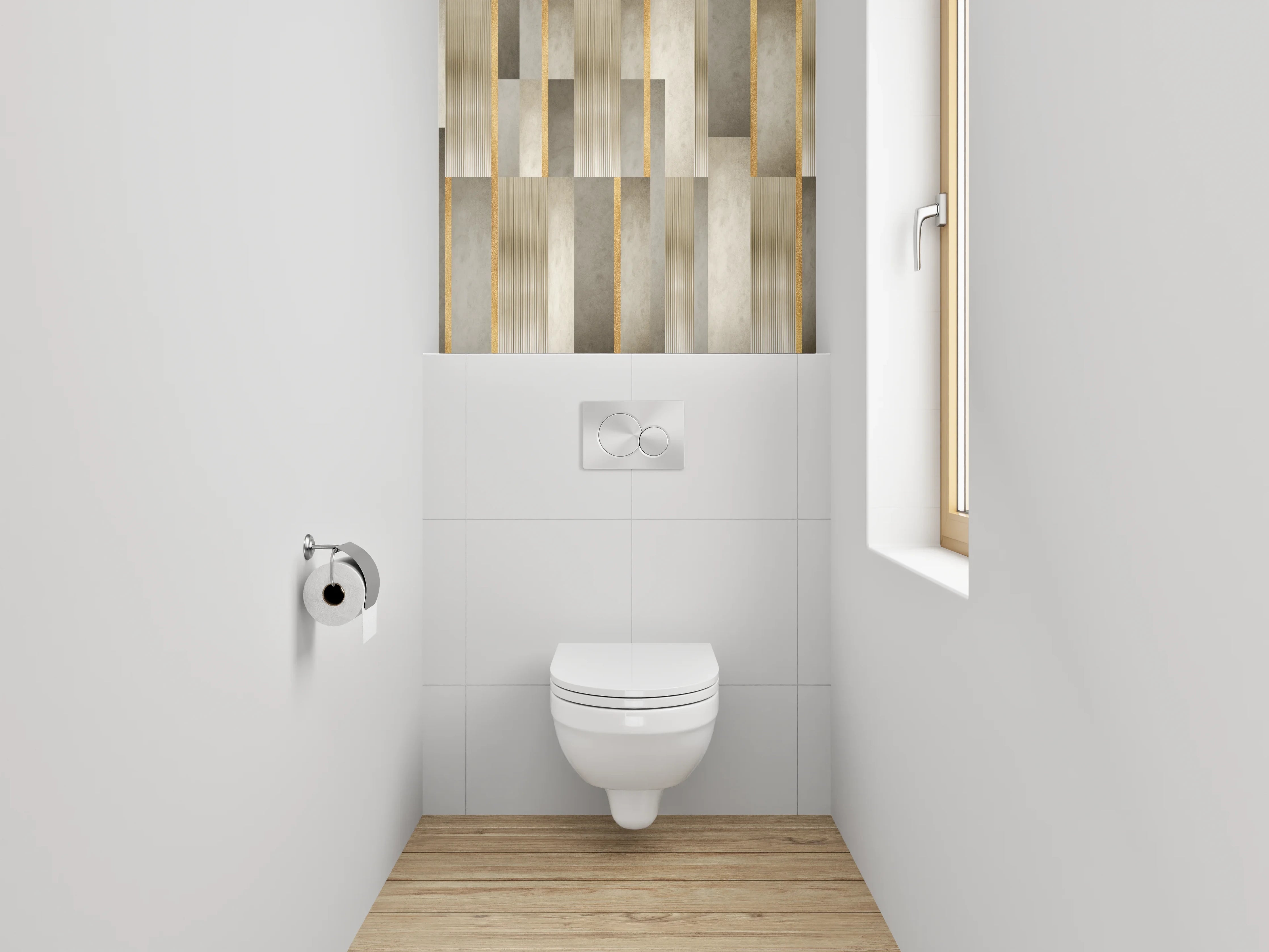 WC-Rückwand - Modernes Marmor Grafik Design Gold