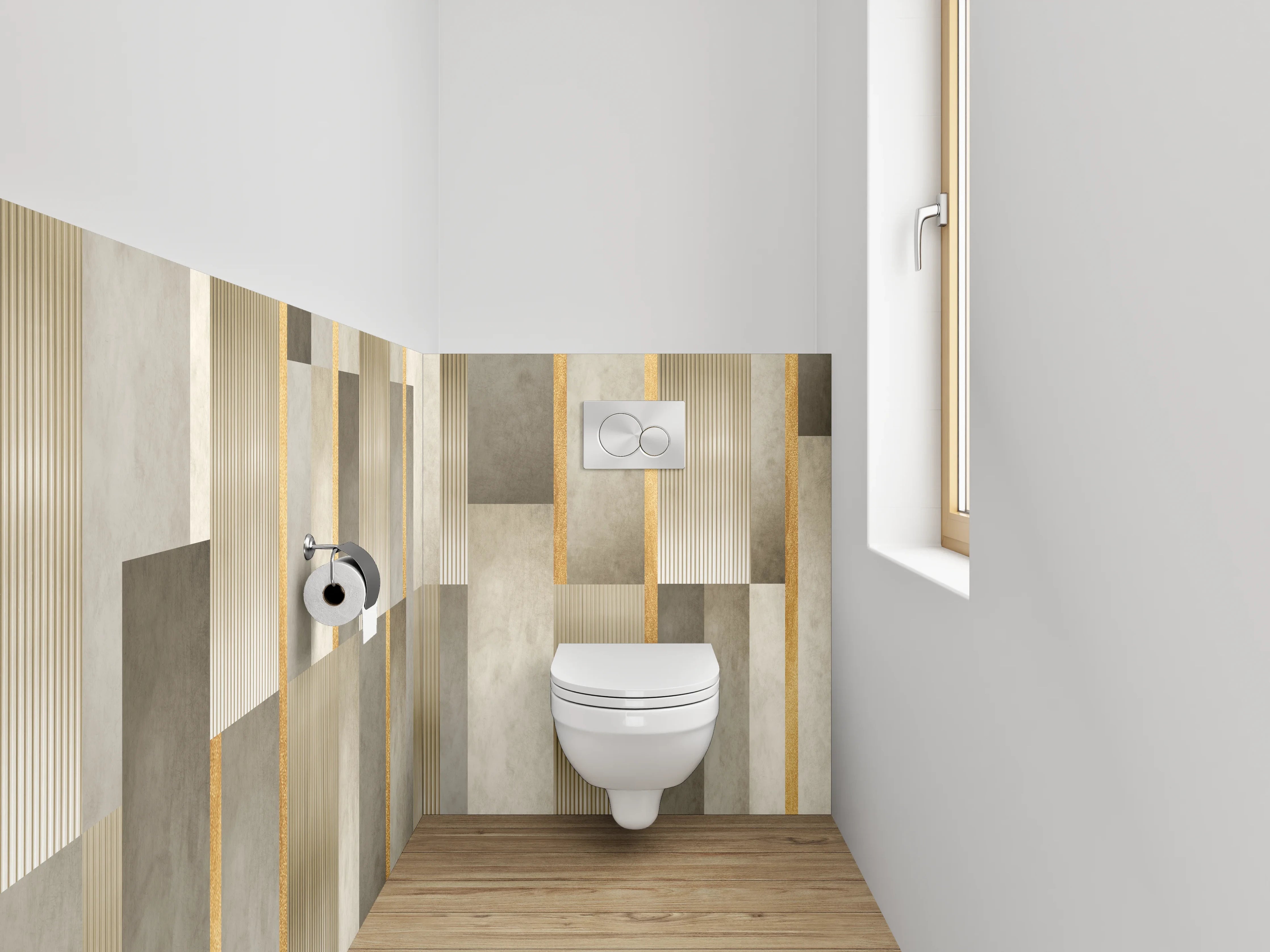 WC-Rückwand - Modernes Marmor Grafik Design Gold
