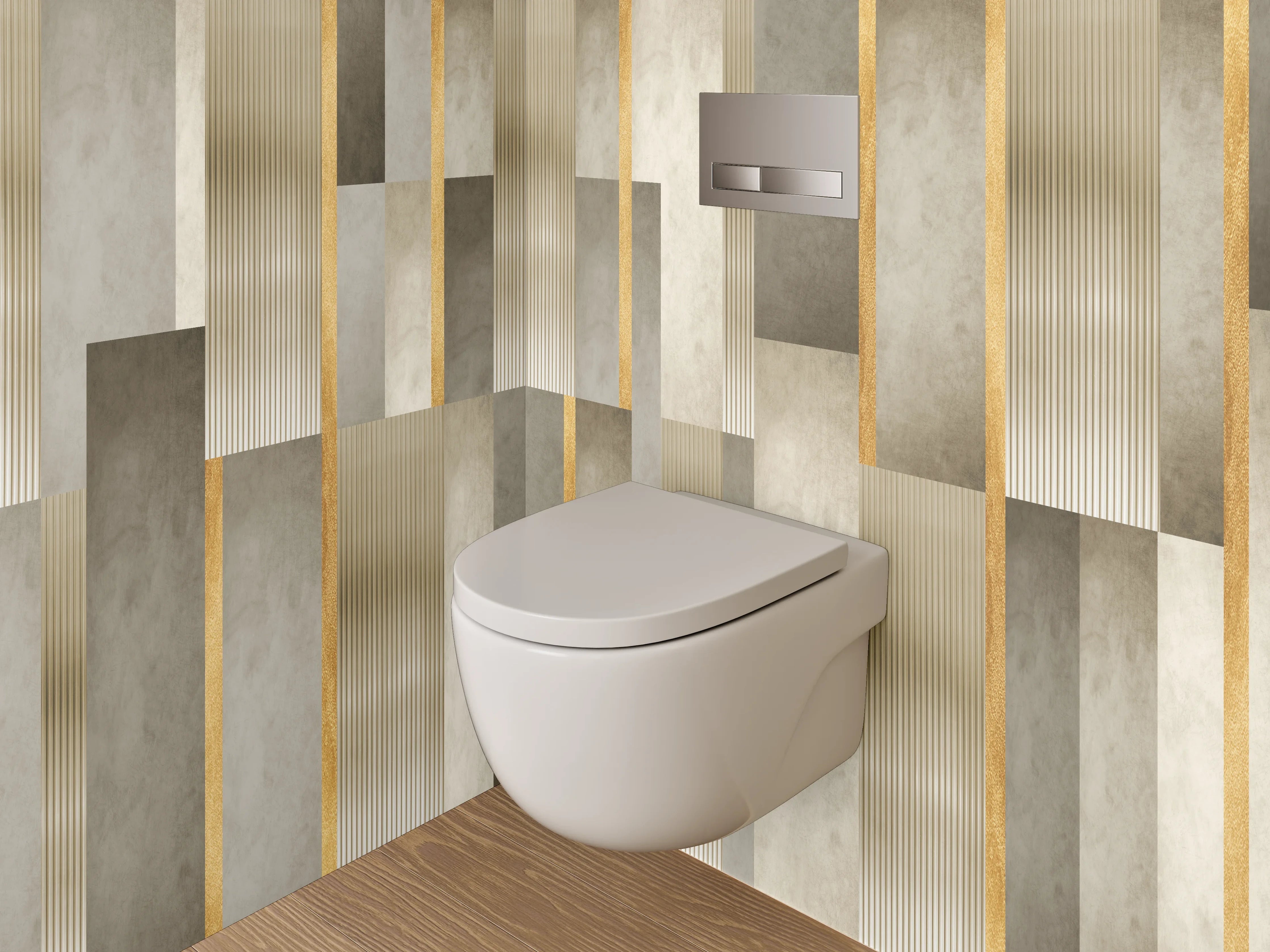 WC-Rückwand - Modernes Marmor Grafik Design Gold