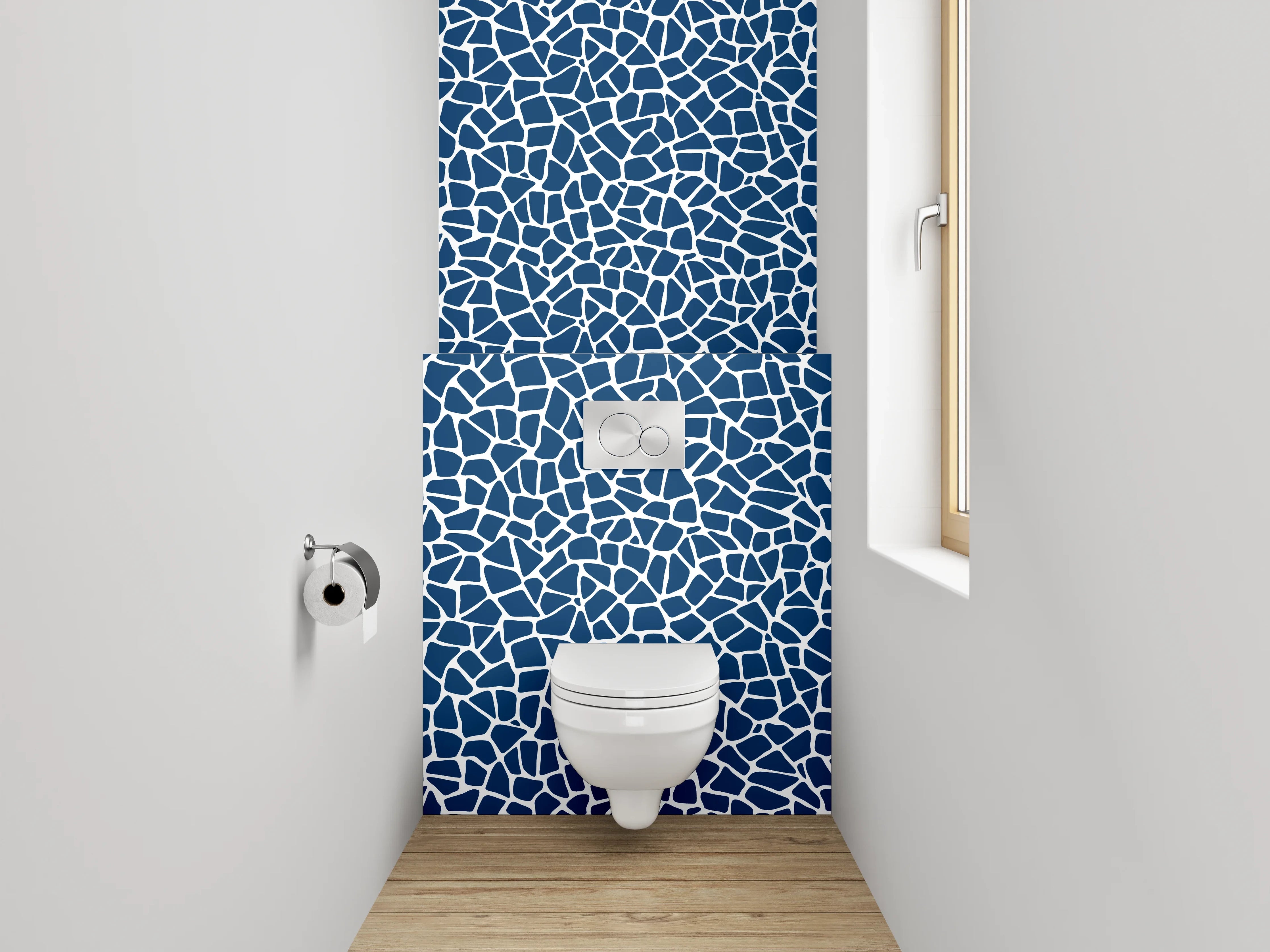 WC-Rückwand - Modernes Mosaik Blau Weiß Muster
