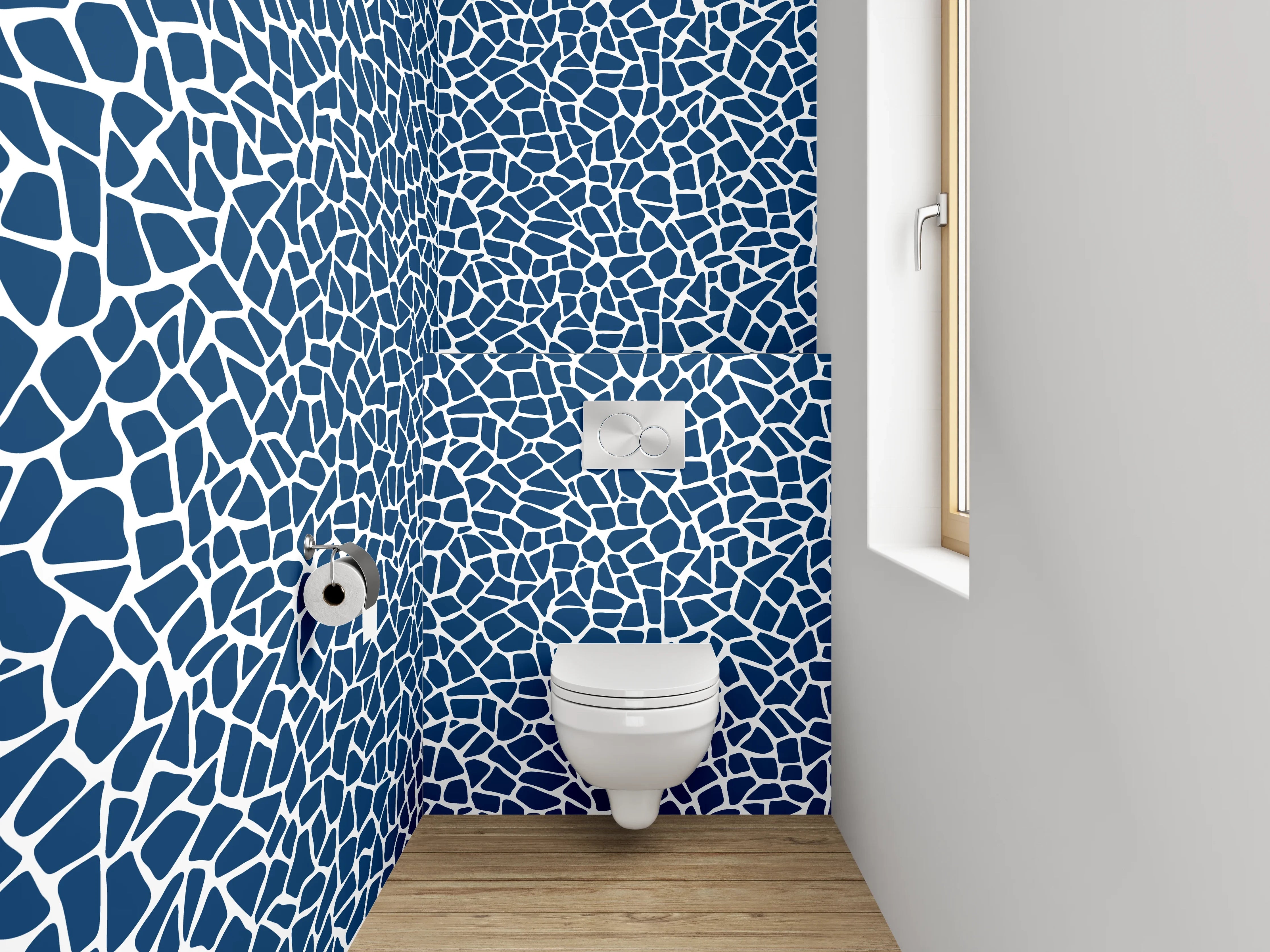WC-Rückwand - Modernes Mosaik Blau Weiß Muster