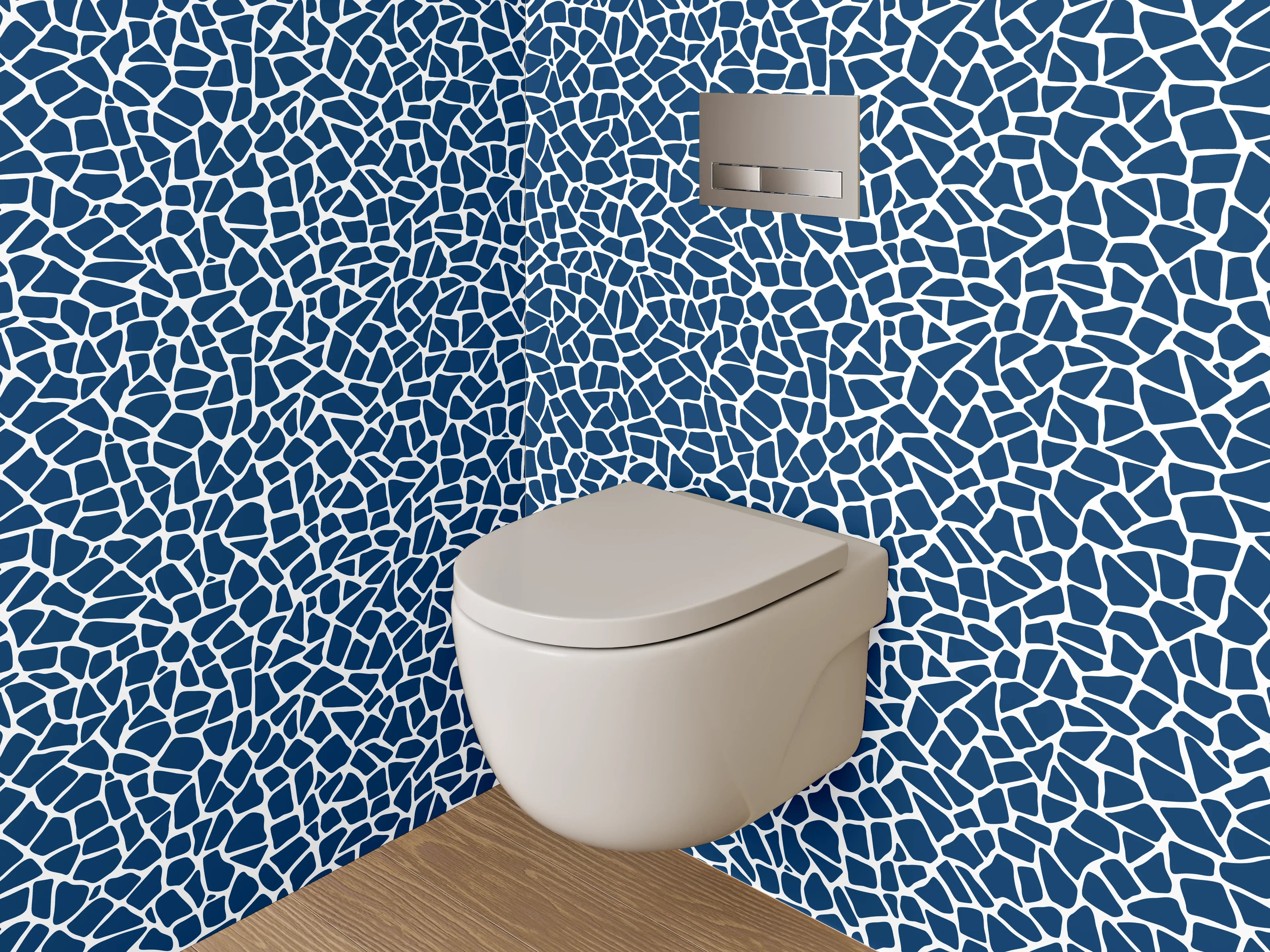 WC-Rückwand - Modernes Mosaik Blau Weiß Muster