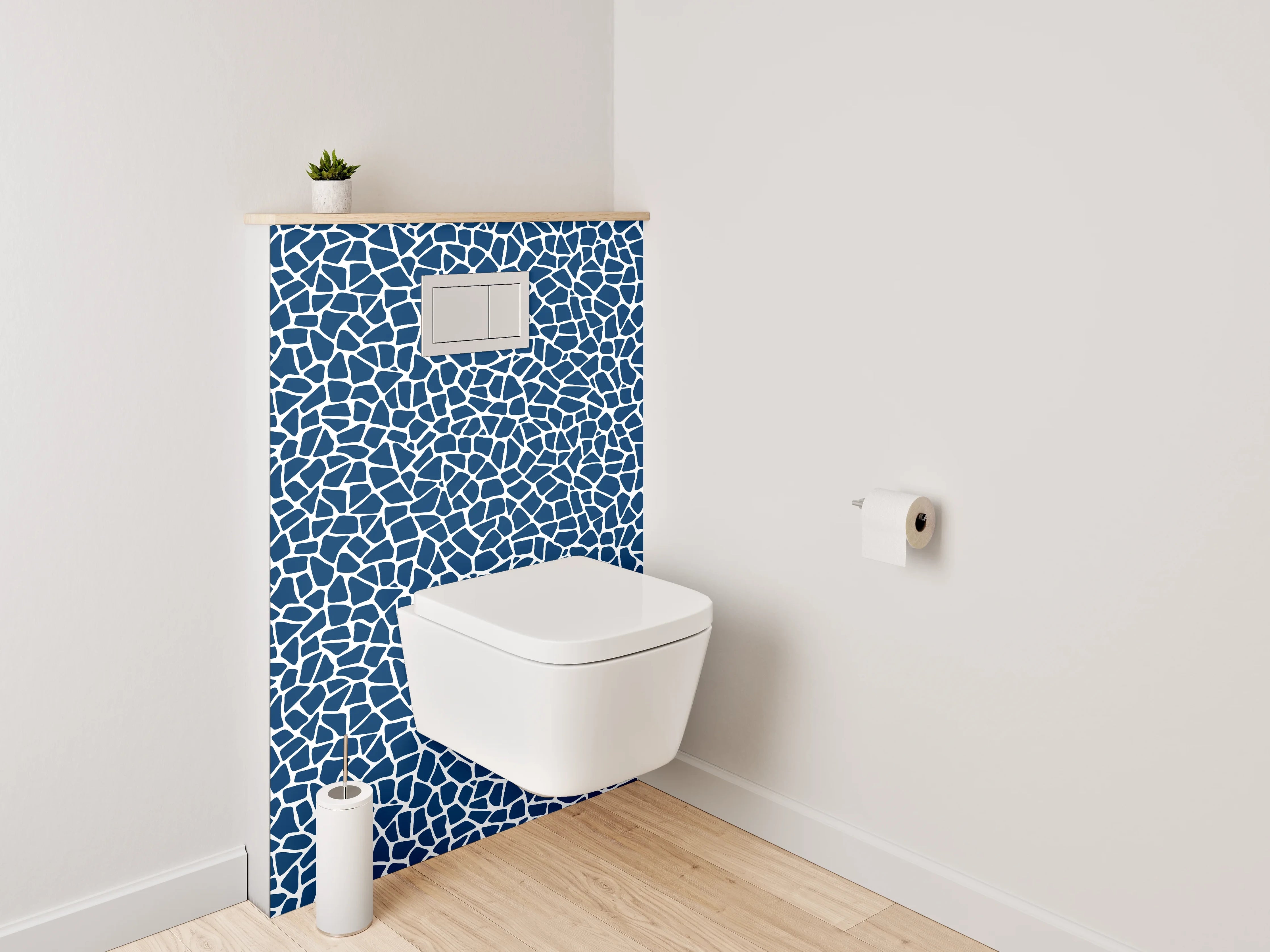 WC-Rückwand - Modernes Mosaik Blau Weiß Muster