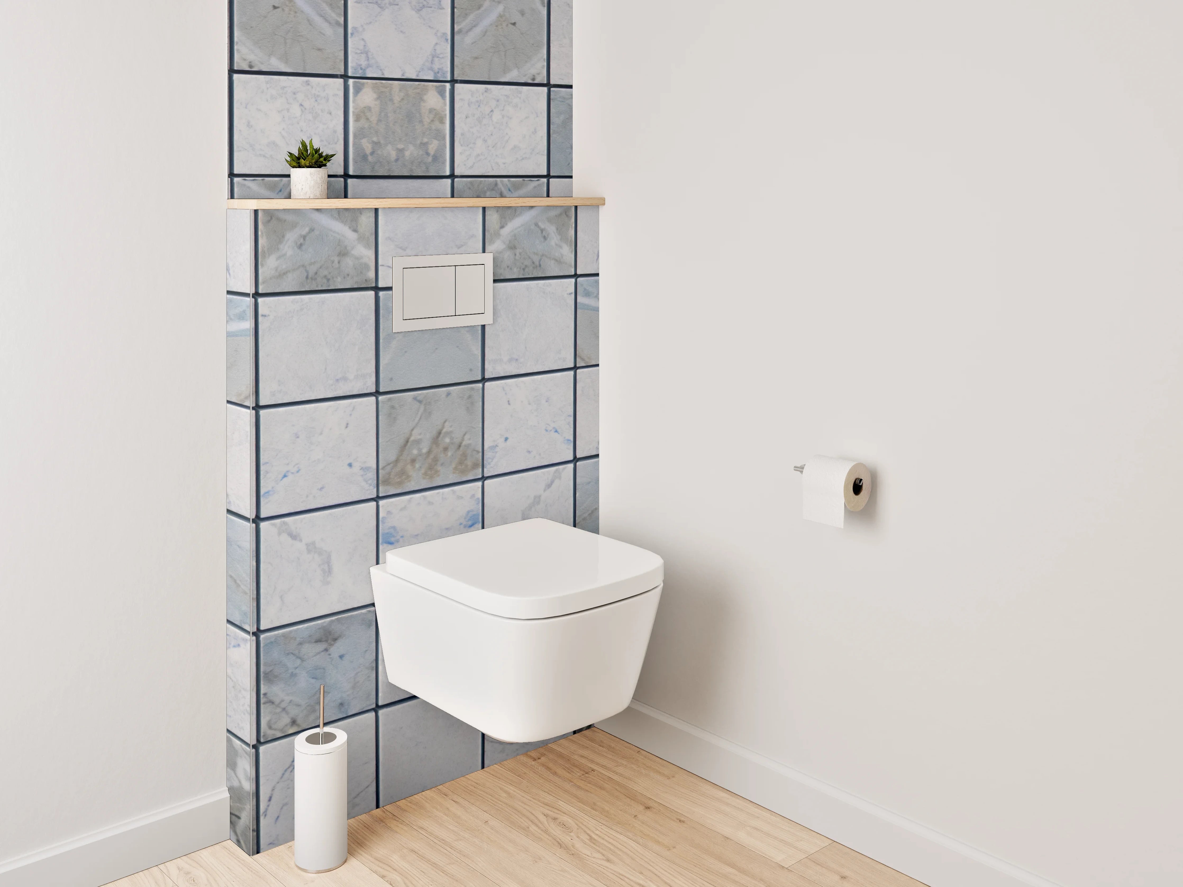 WC-Rückwand - Modernes Mosaik Fliesenmuster Grau Blau