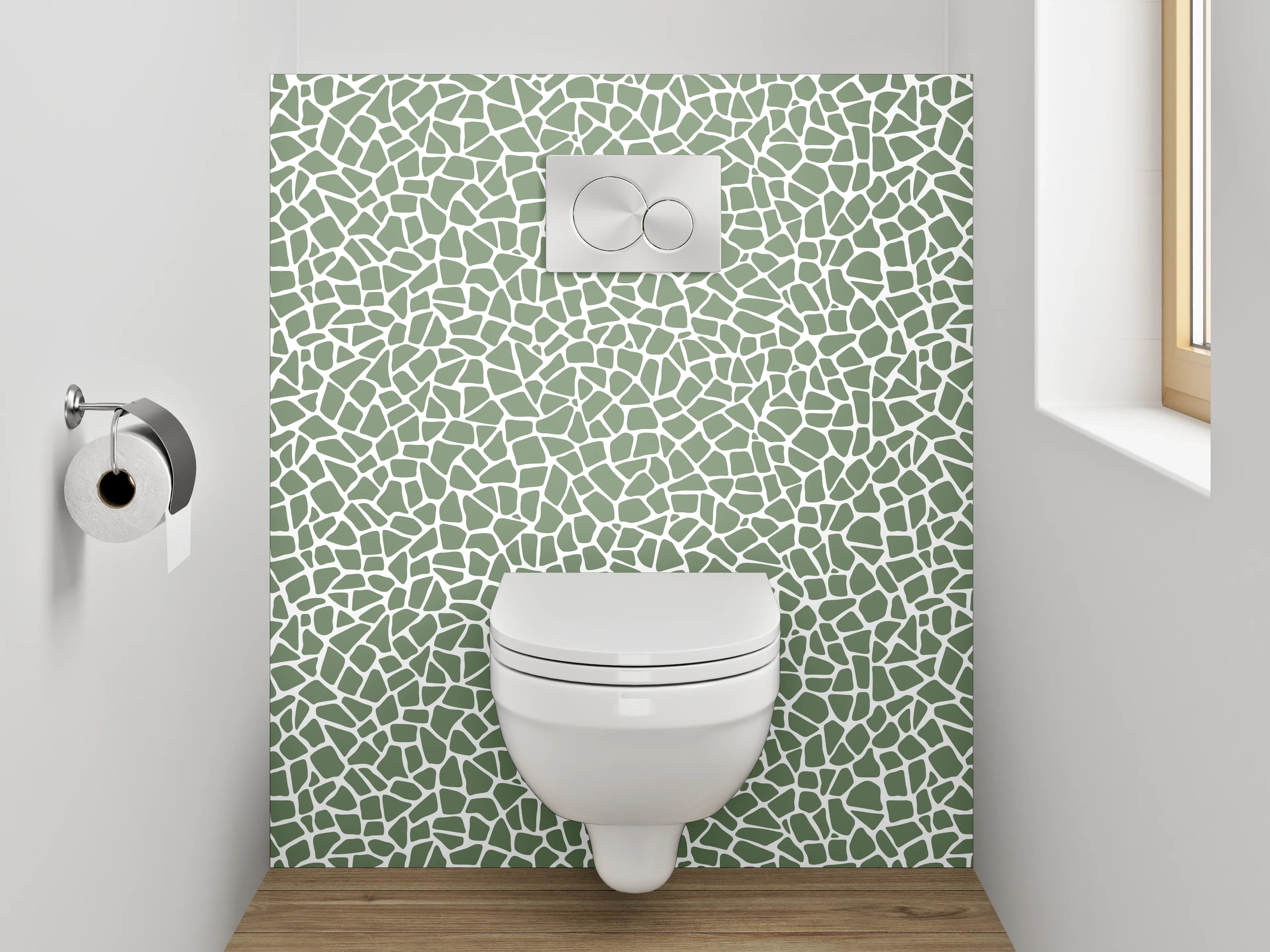 WC-Rückwand - Modernes Mosaik Muster Grün Weiß