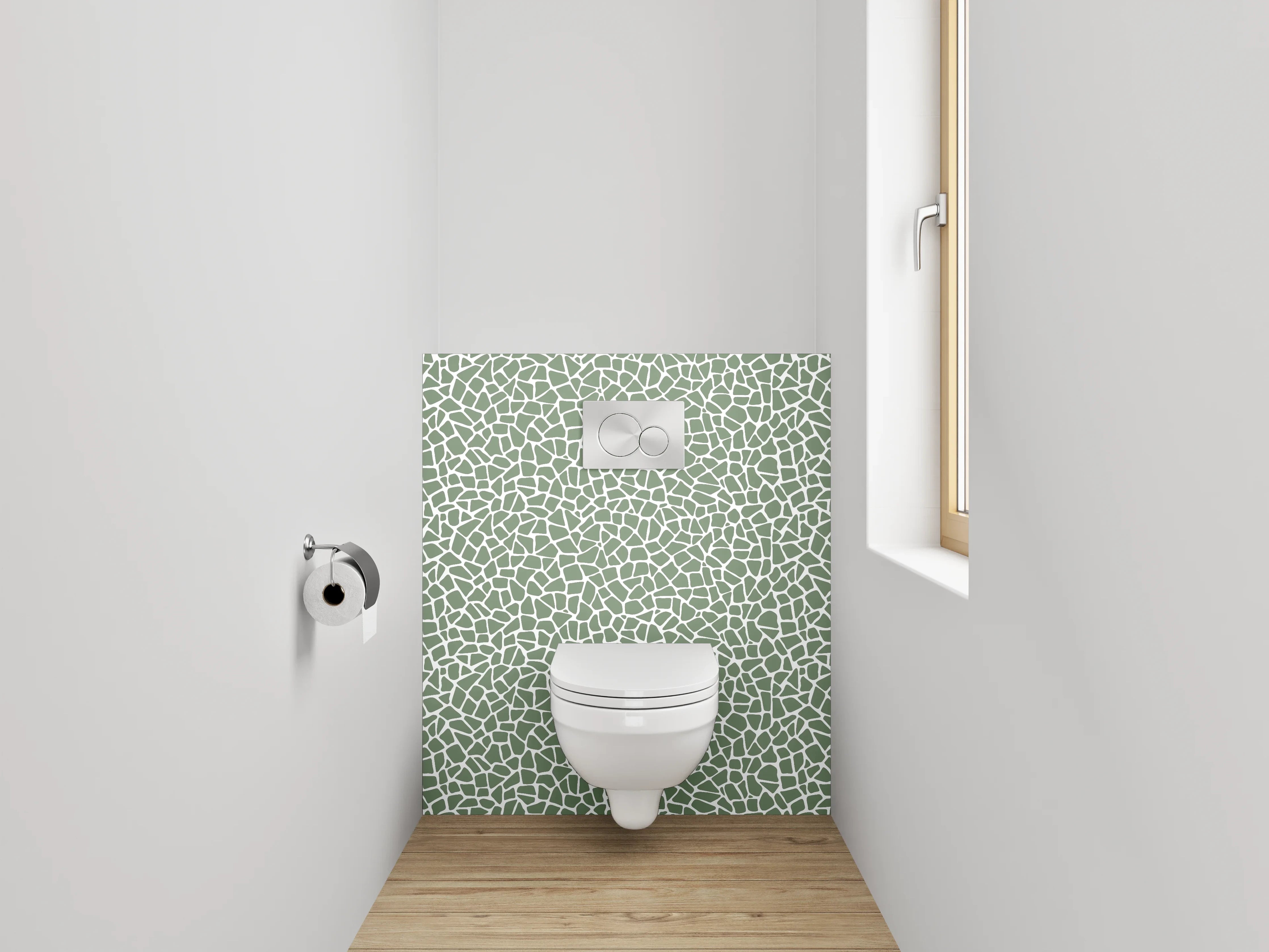 WC-Rückwand - Modernes Mosaik Muster Grün Weiß