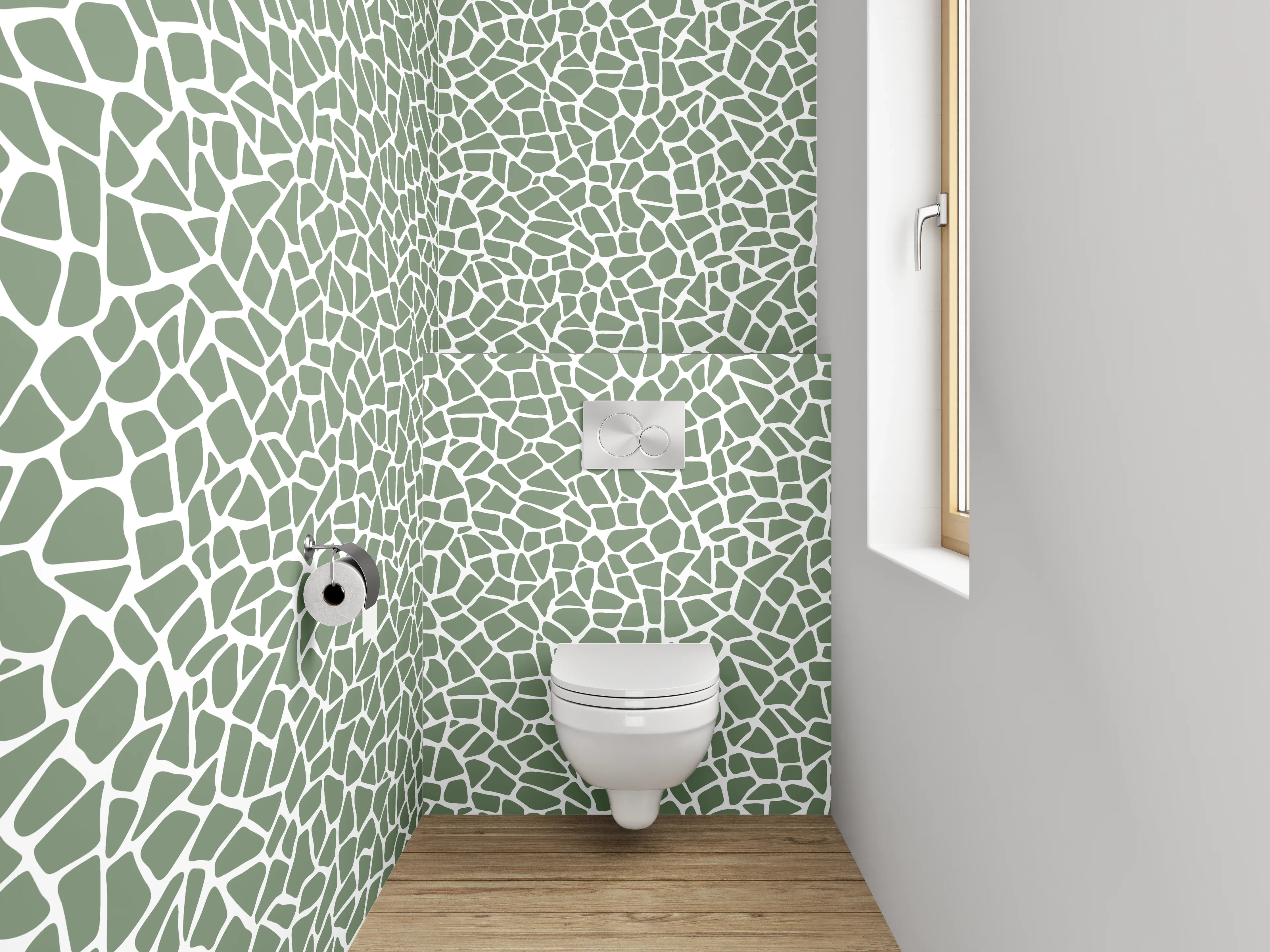 WC-Rückwand - Modernes Mosaik Muster Grün Weiß