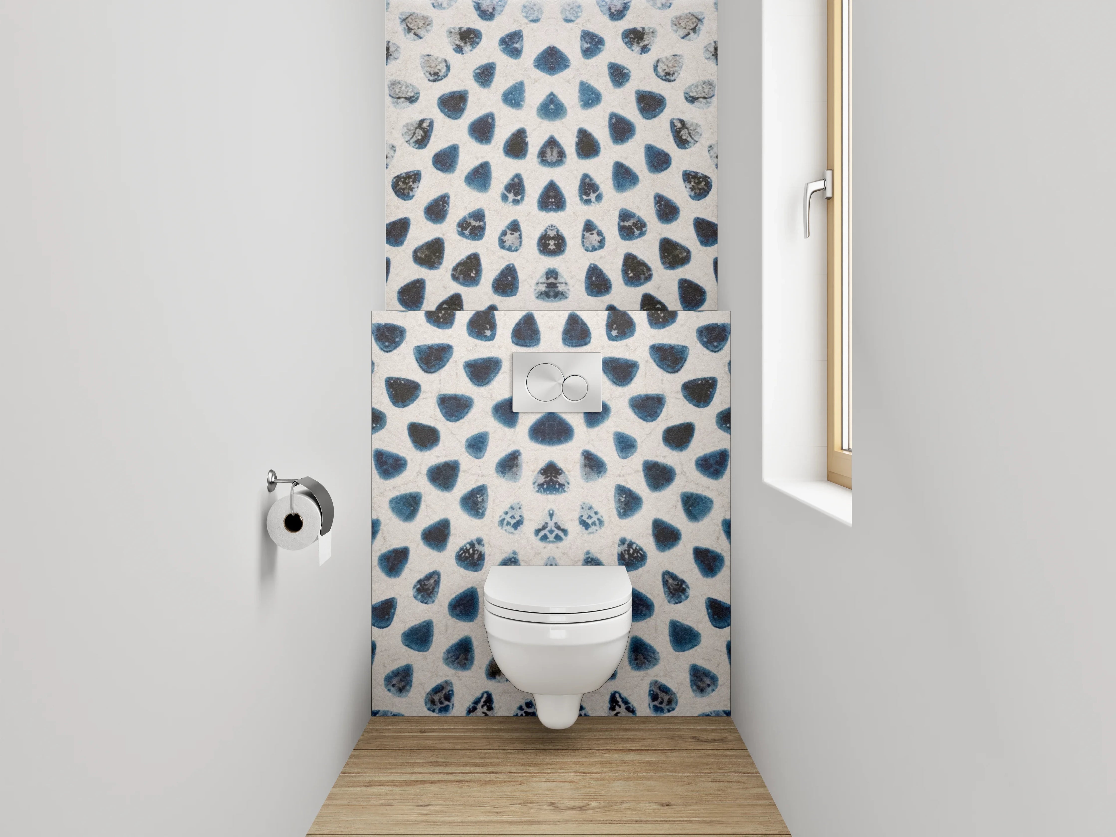 WC-Rückwand - Modernes Mosaik Muster Weiß Grau Blau