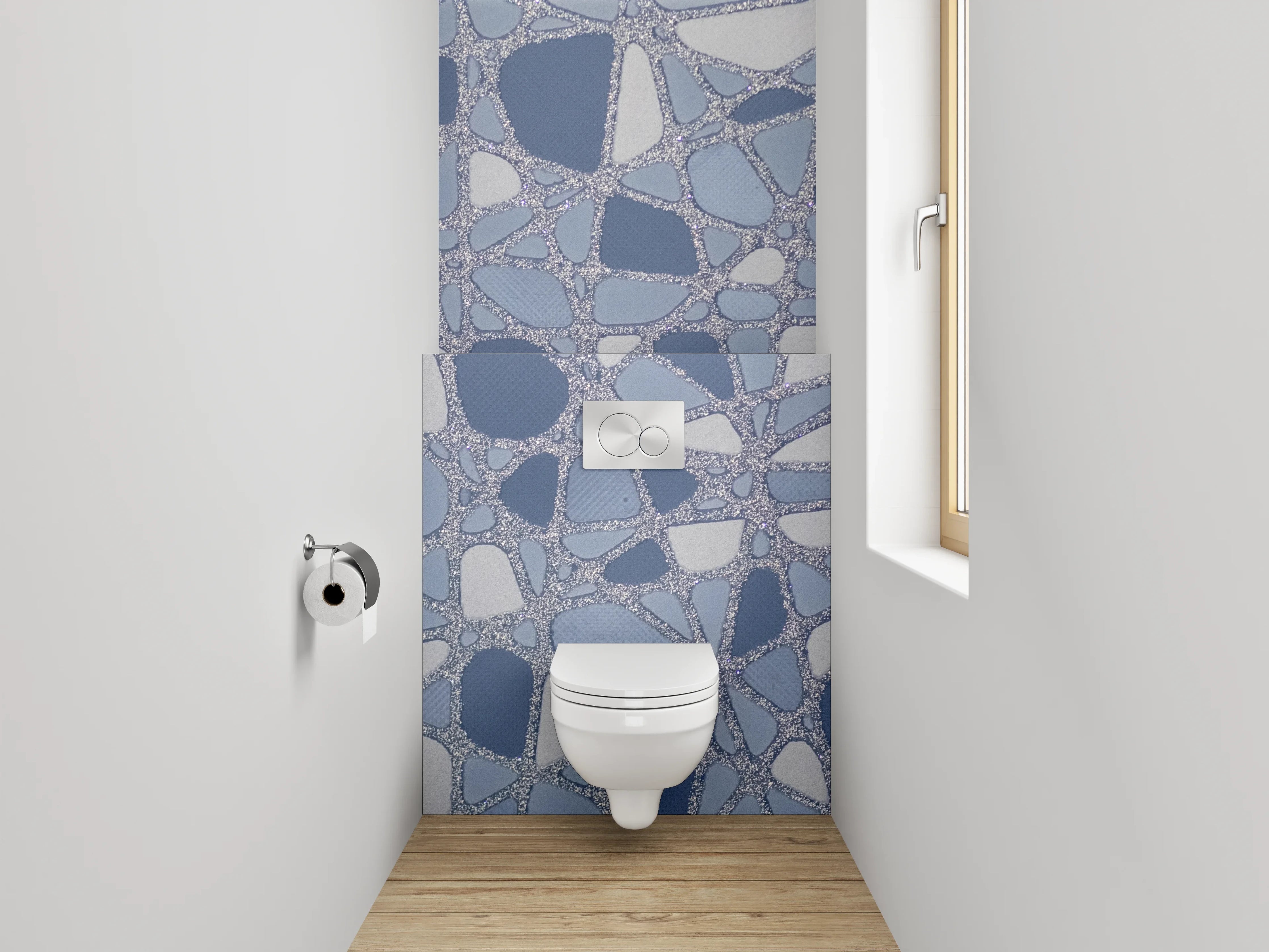 WC-Rückwand - Modernes Mosaik in Blautönen