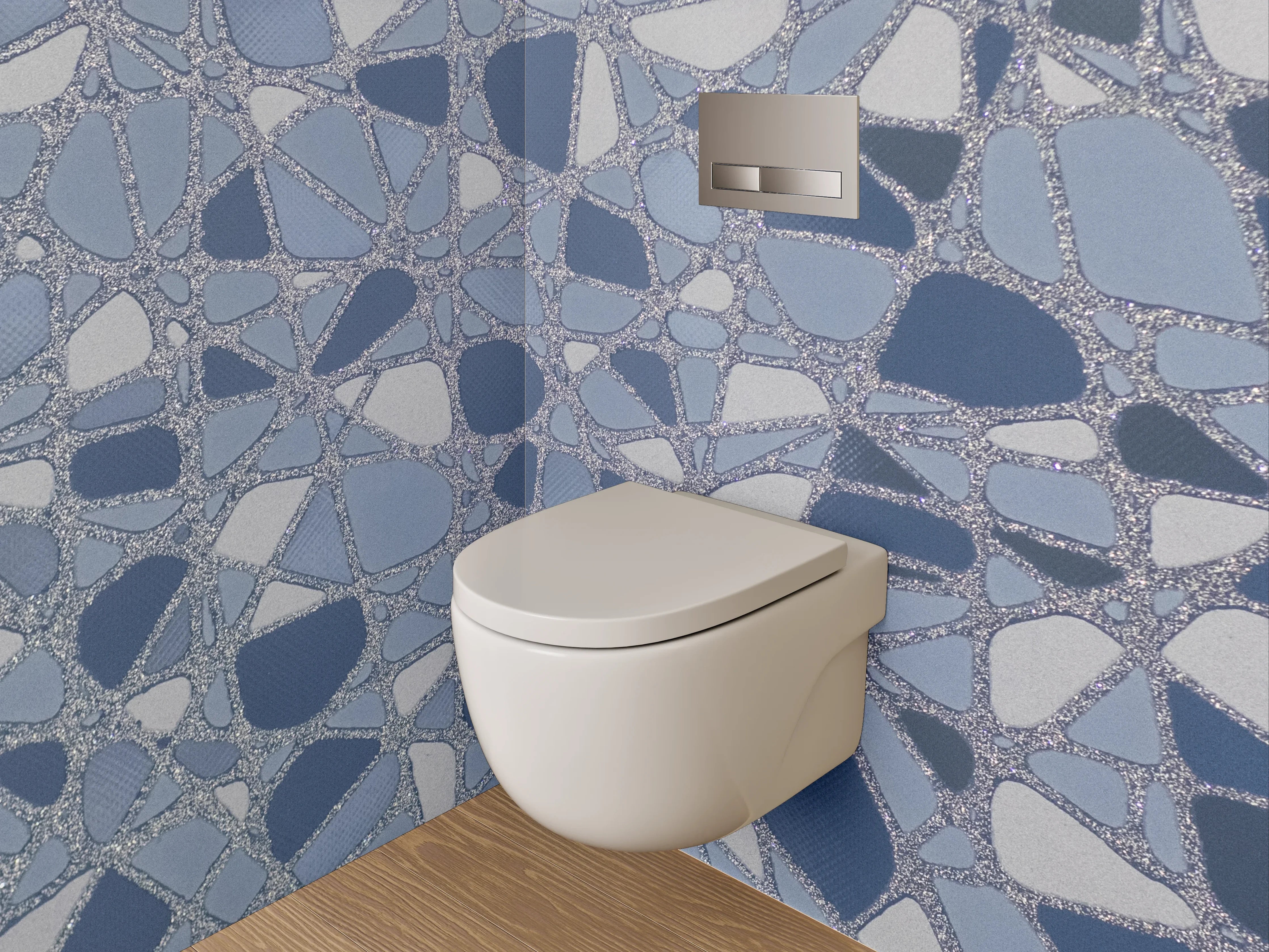 WC-Rückwand - Modernes Mosaik in Blautönen