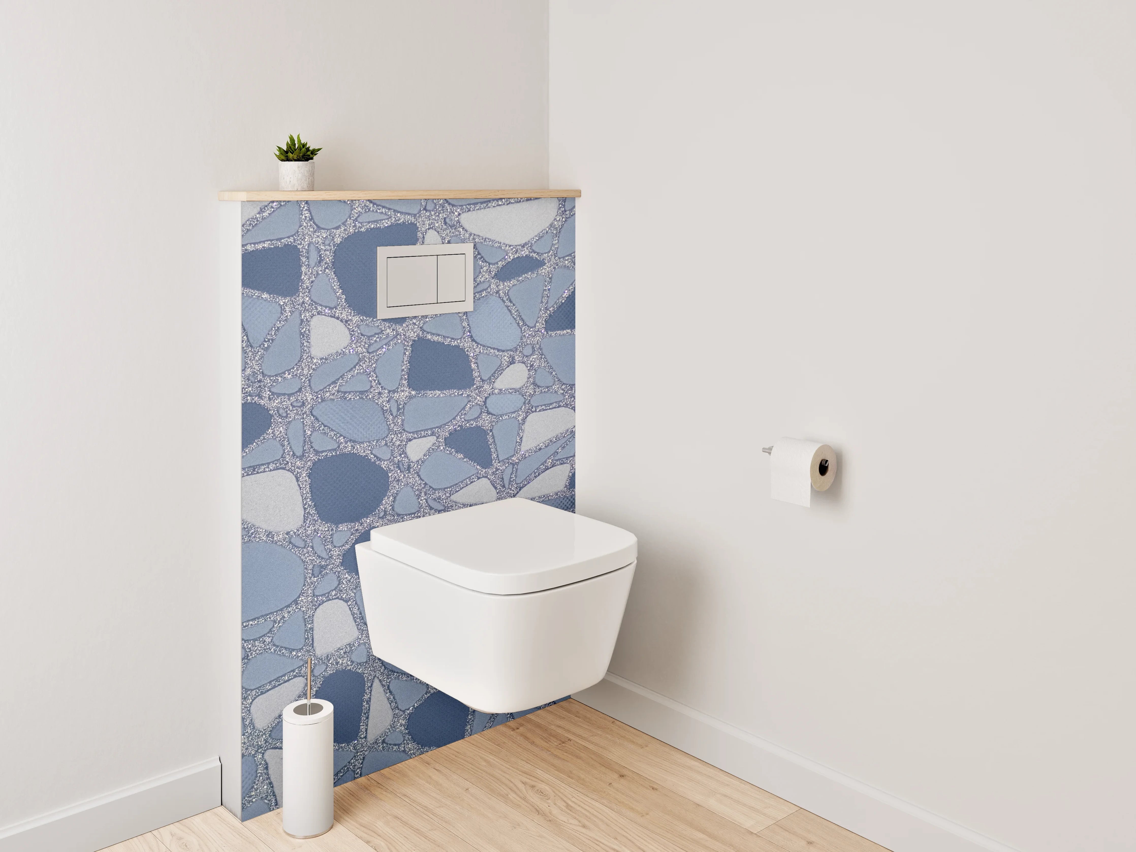 WC-Rückwand - Modernes Mosaik in Blautönen