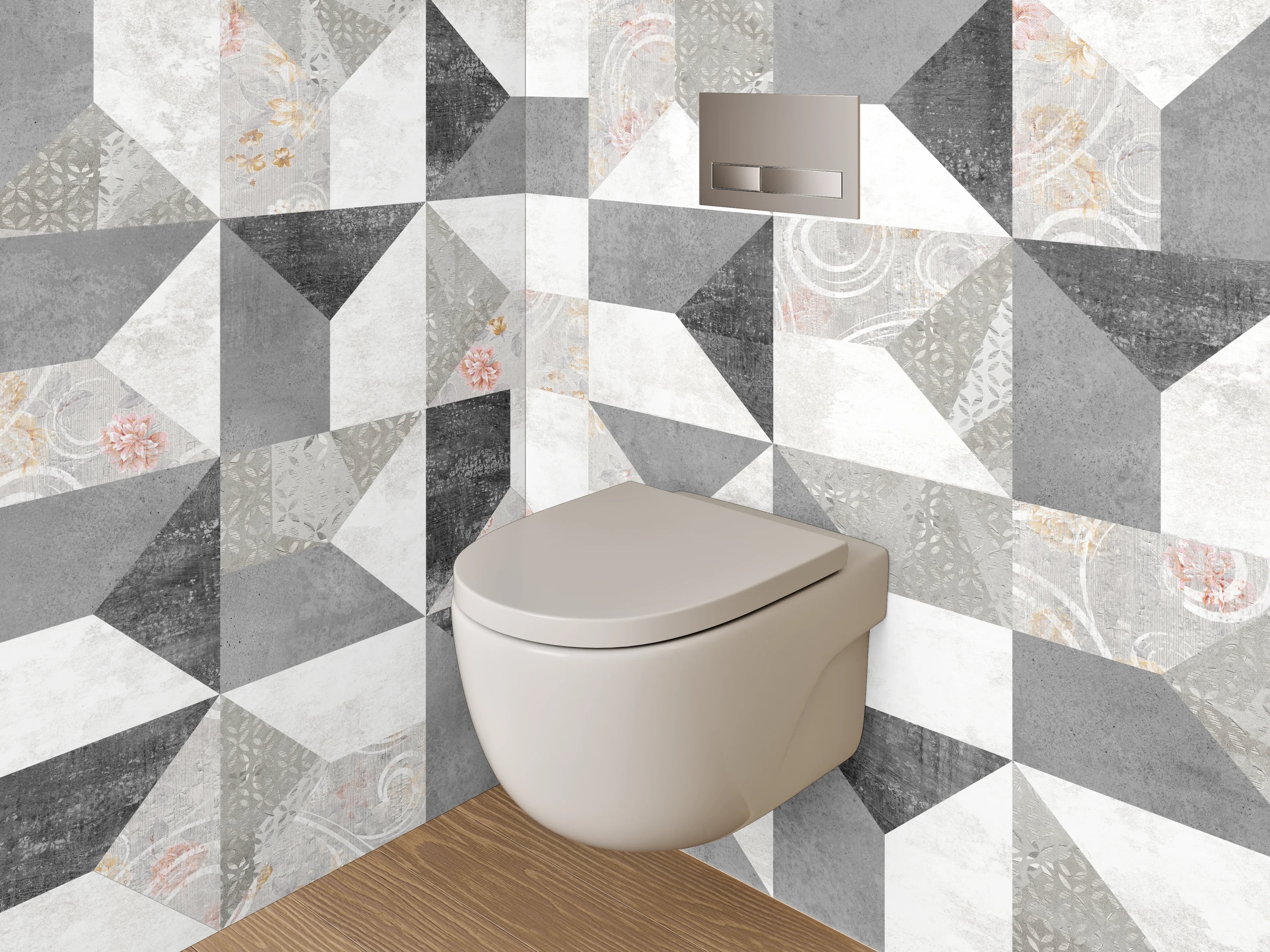 WC-Rückwand - Modernes Mosaik in Schwarz-Weiß