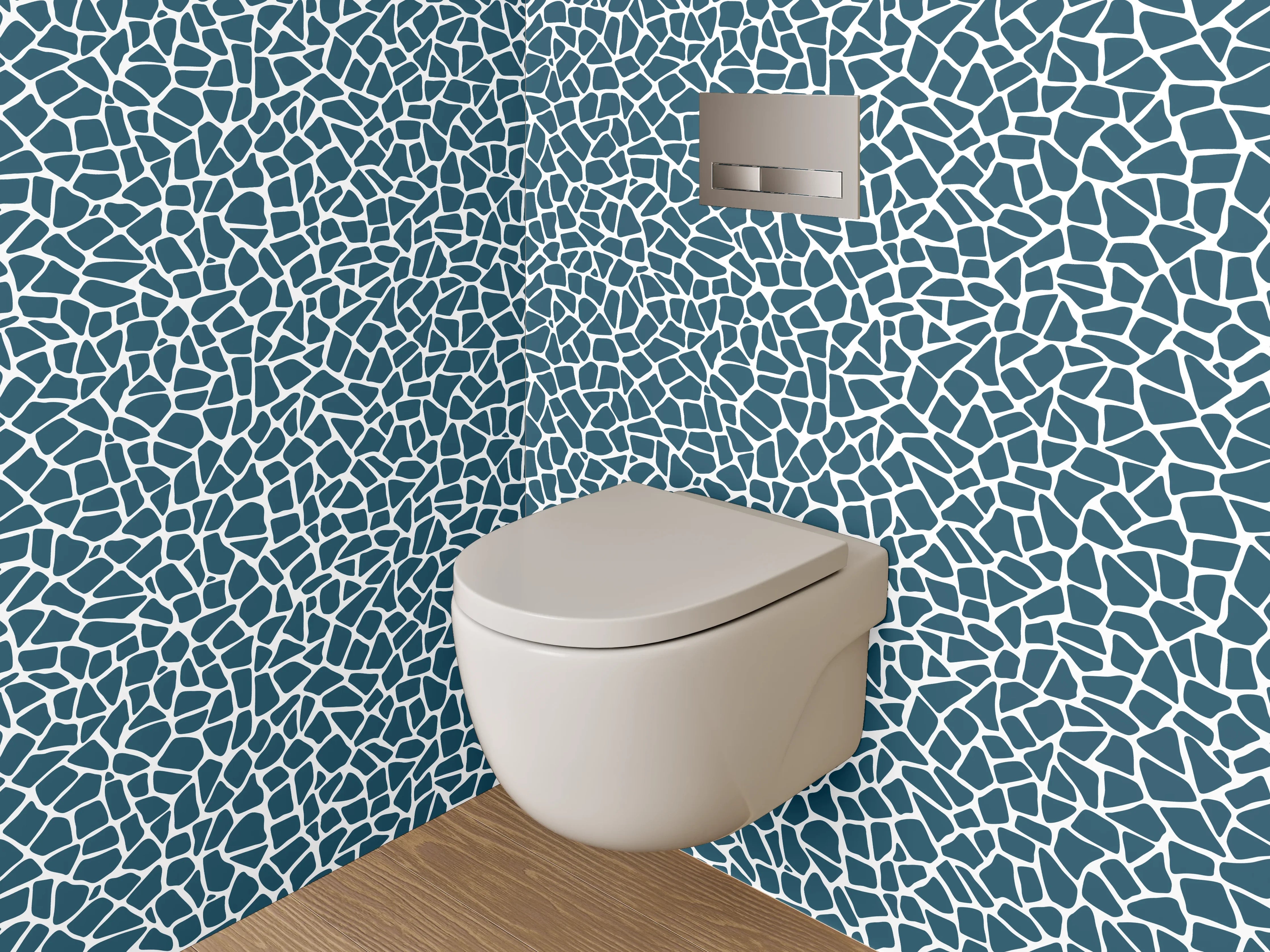 WC-Rückwand - Modernes Mosaikmuster Blau Weiß