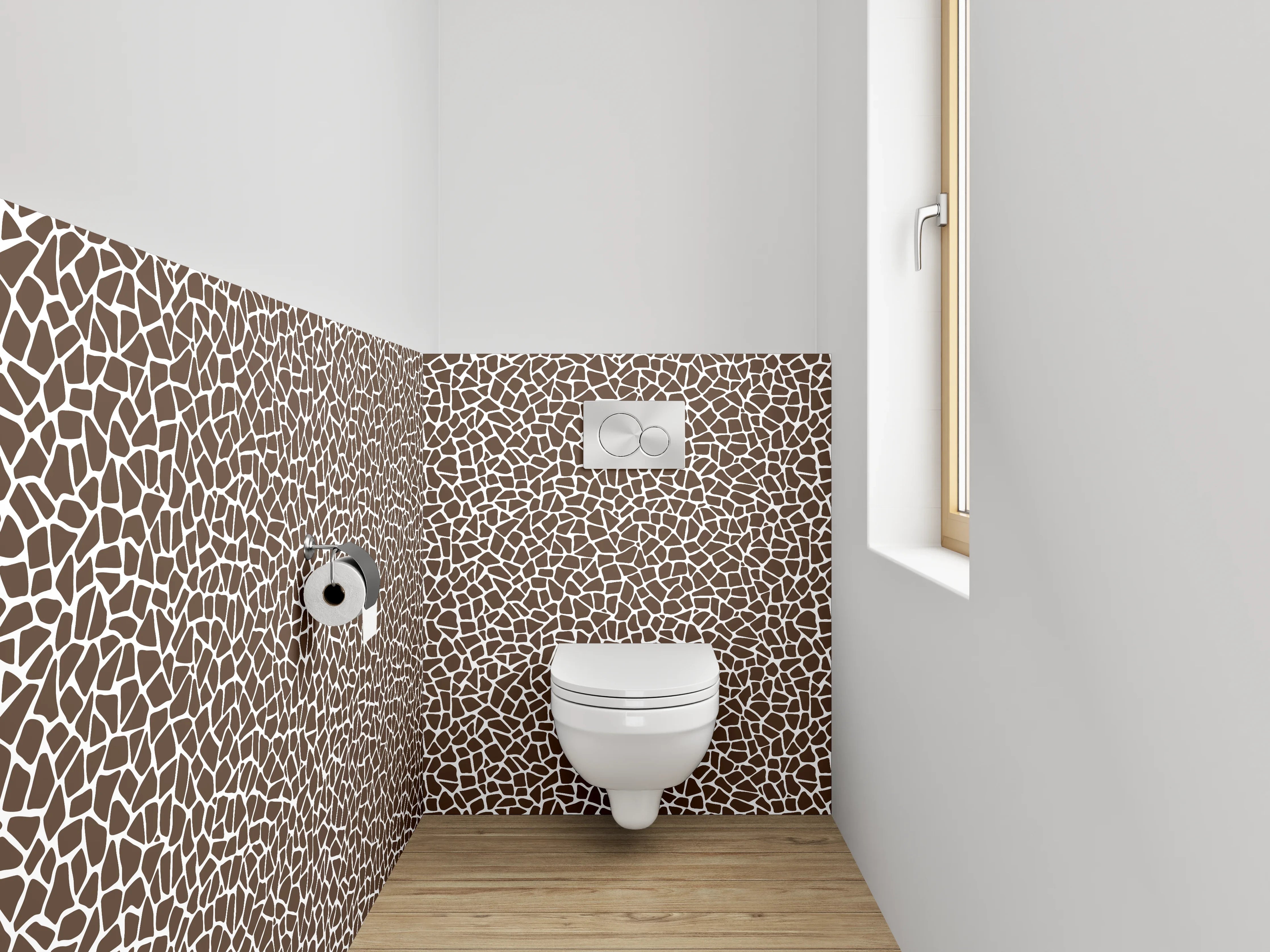 WC-Rückwand - Modernes Mosaikmuster Braun Weiß