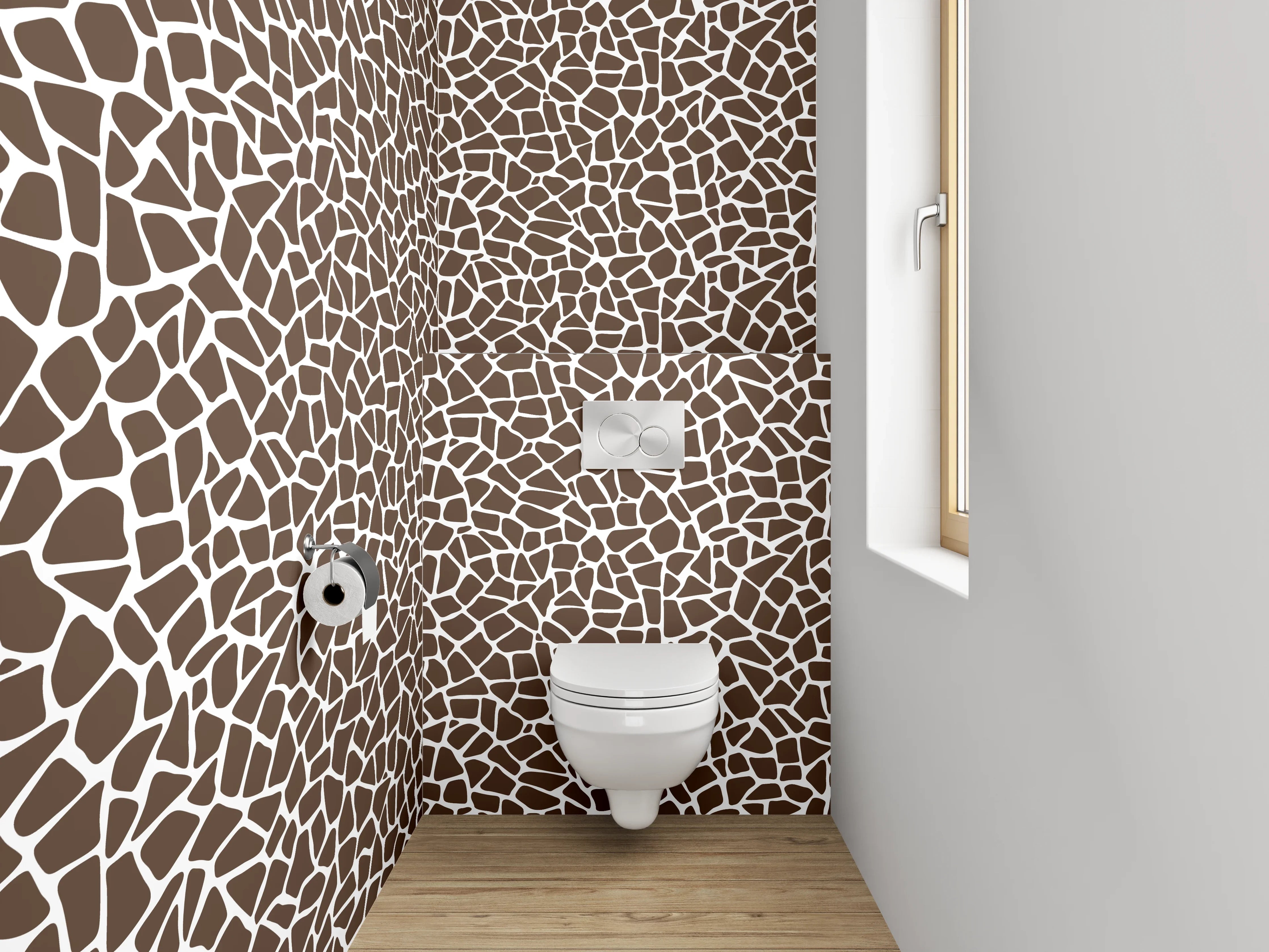 WC-Rückwand - Modernes Mosaikmuster Braun Weiß