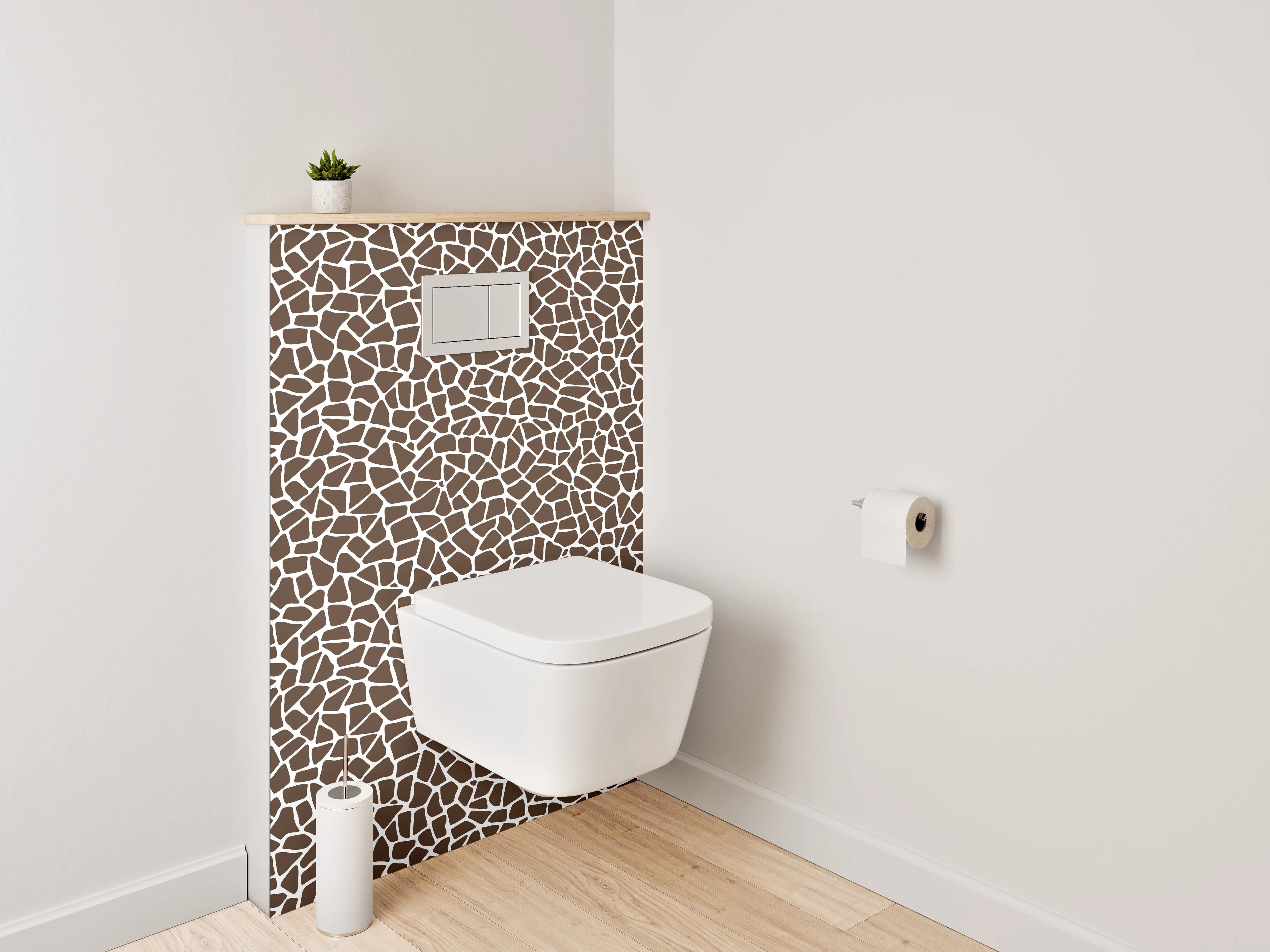 WC-Rückwand - Modernes Mosaikmuster Braun Weiß
