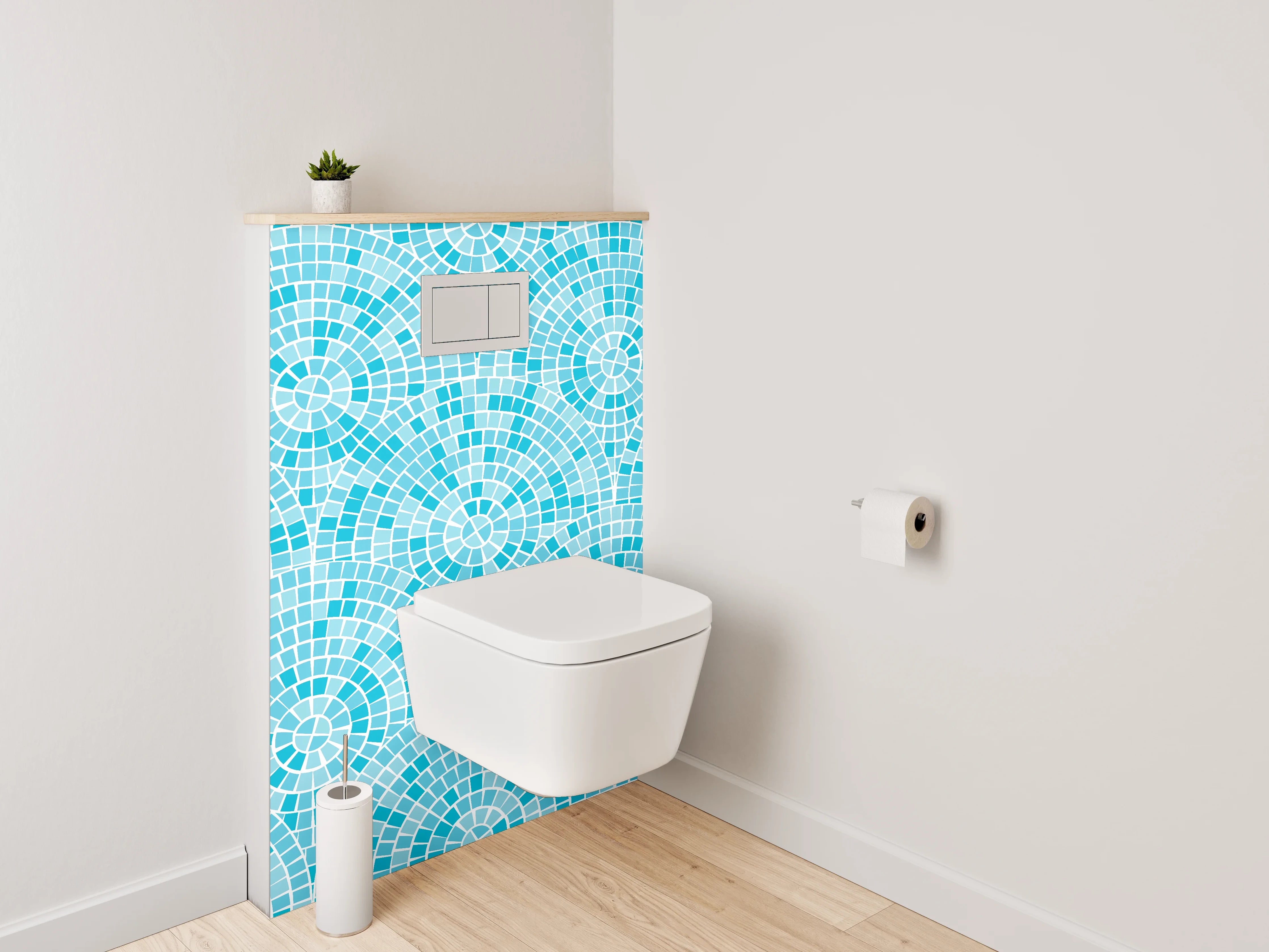 WC-Rückwand - Modernes Mosaikmuster Türkis Fliesen