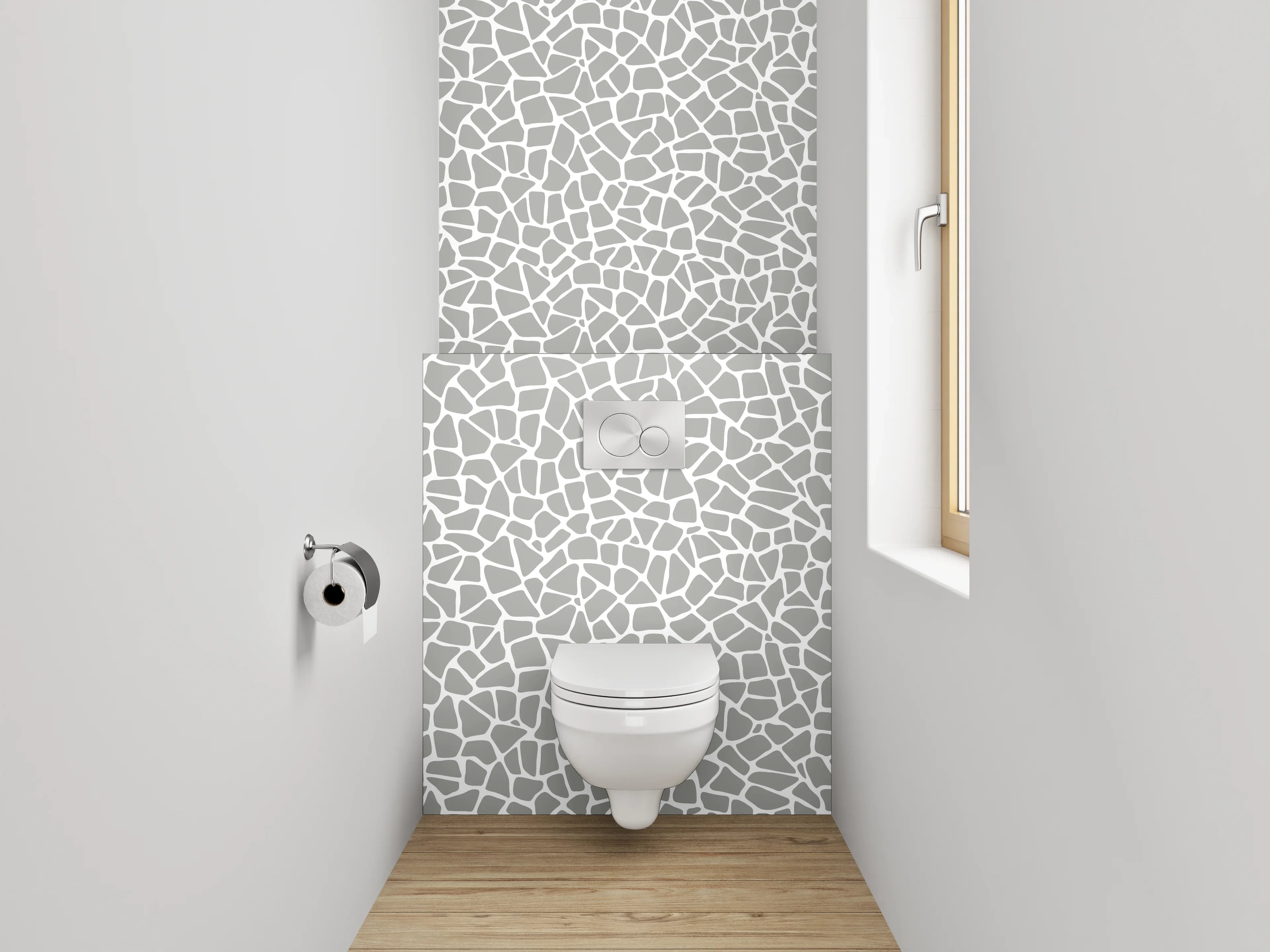 WC-Rückwand - Modernes Mosaikmuster in Weiß-Grau