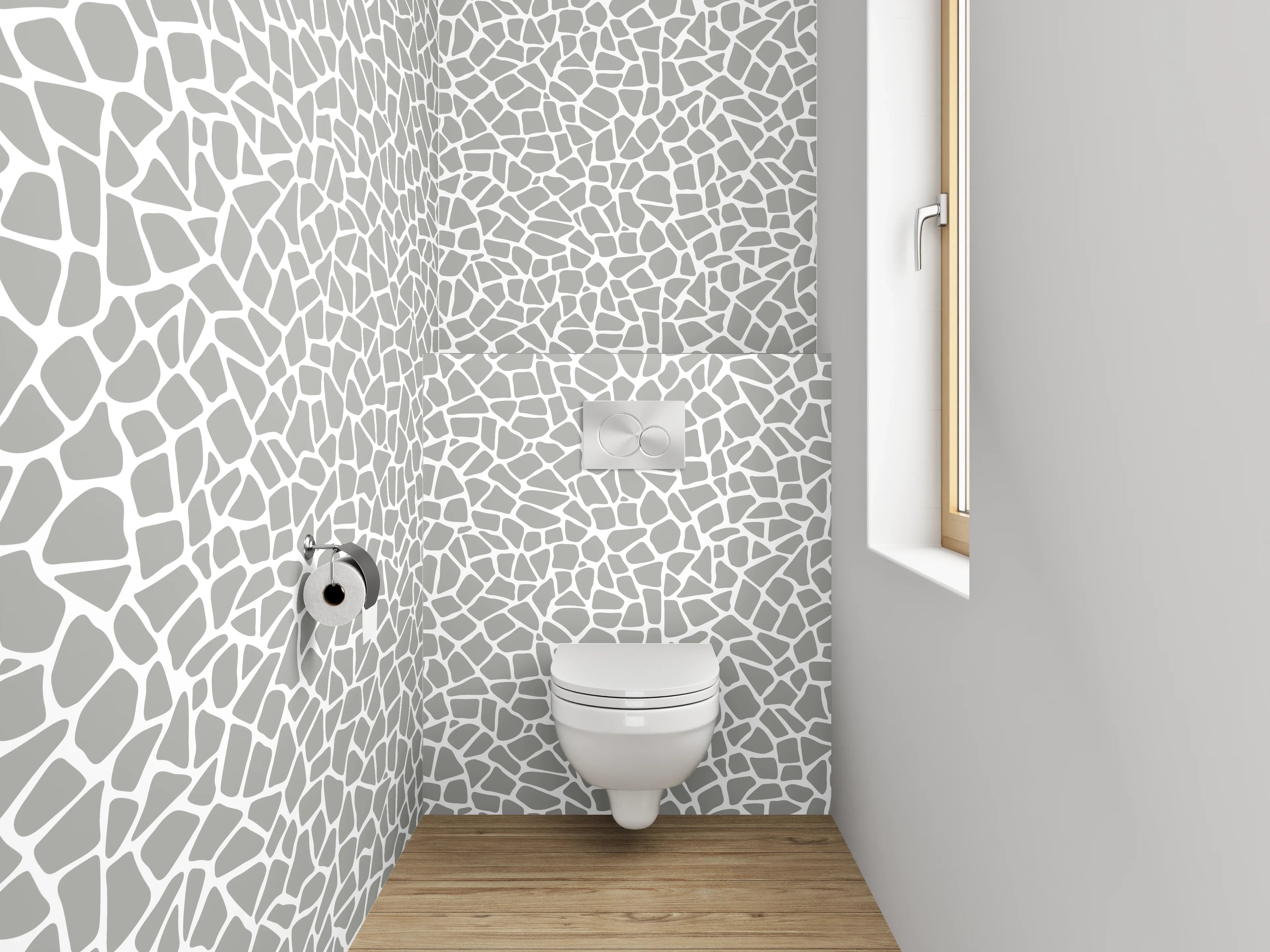 WC-Rückwand - Modernes Mosaikmuster in Weiß-Grau