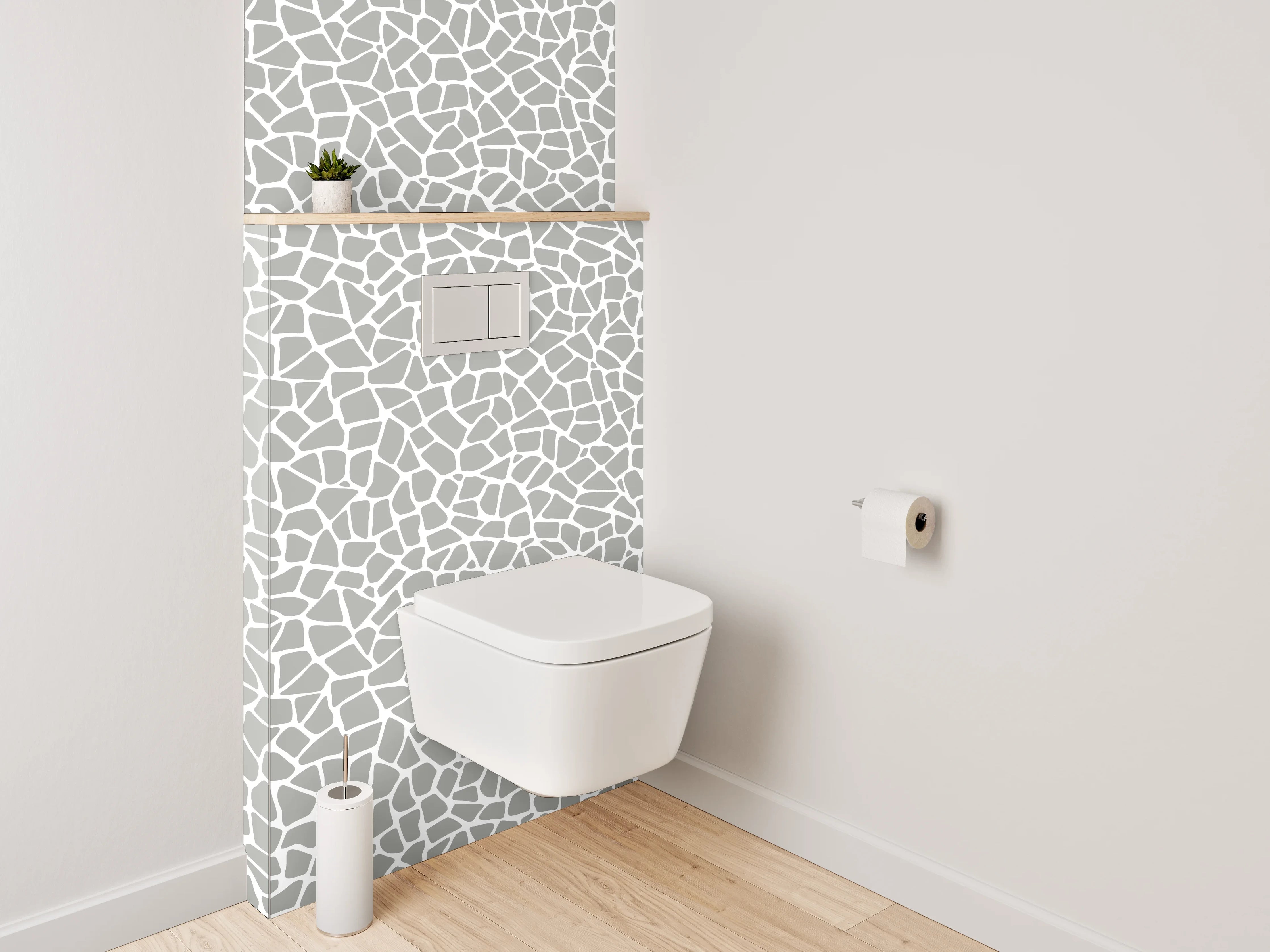 WC-Rückwand - Modernes Mosaikmuster in Weiß-Grau
