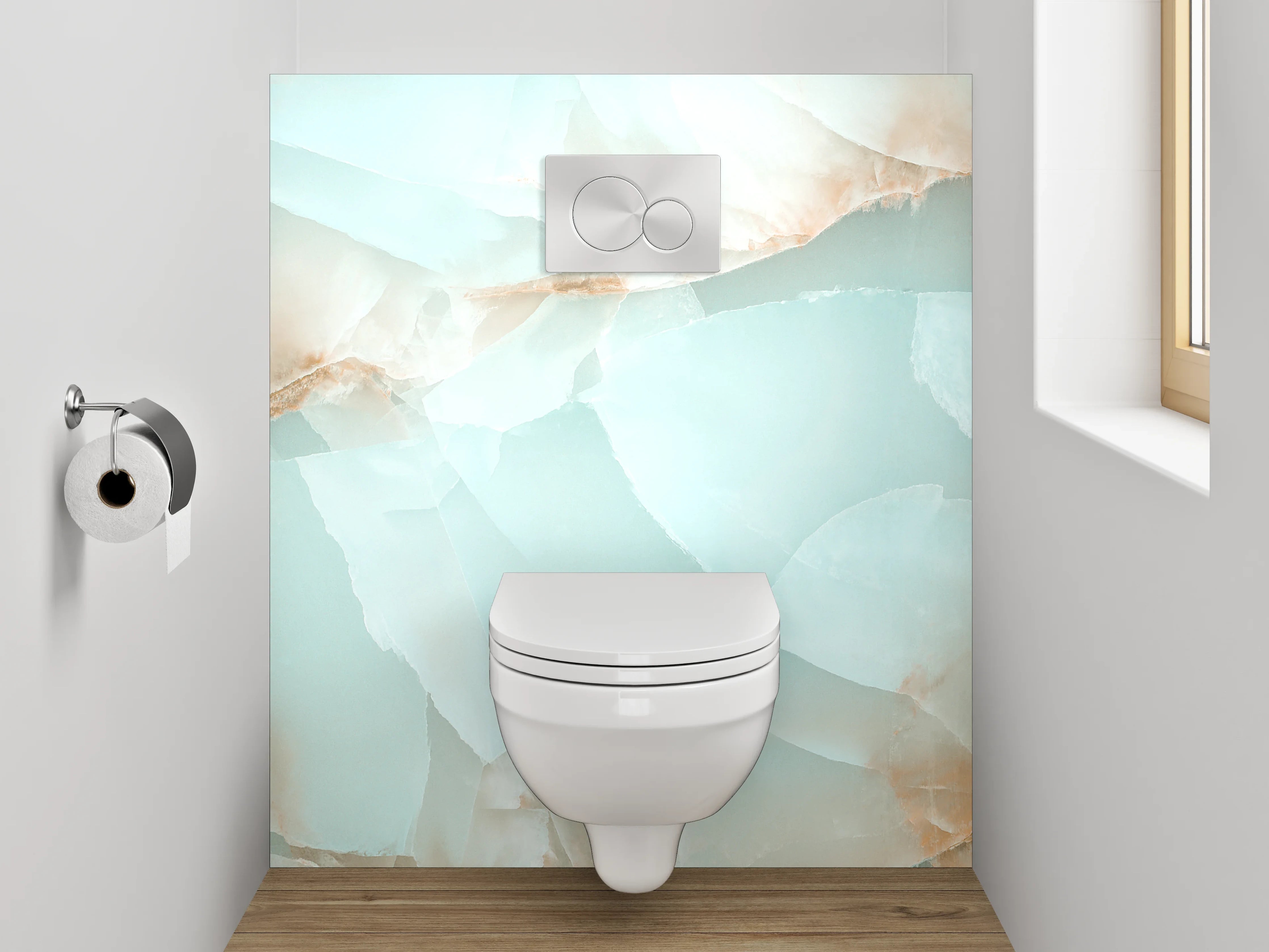 WC-Rückwand - Modernes Onyx-Marmor-Muster Türkis Beige