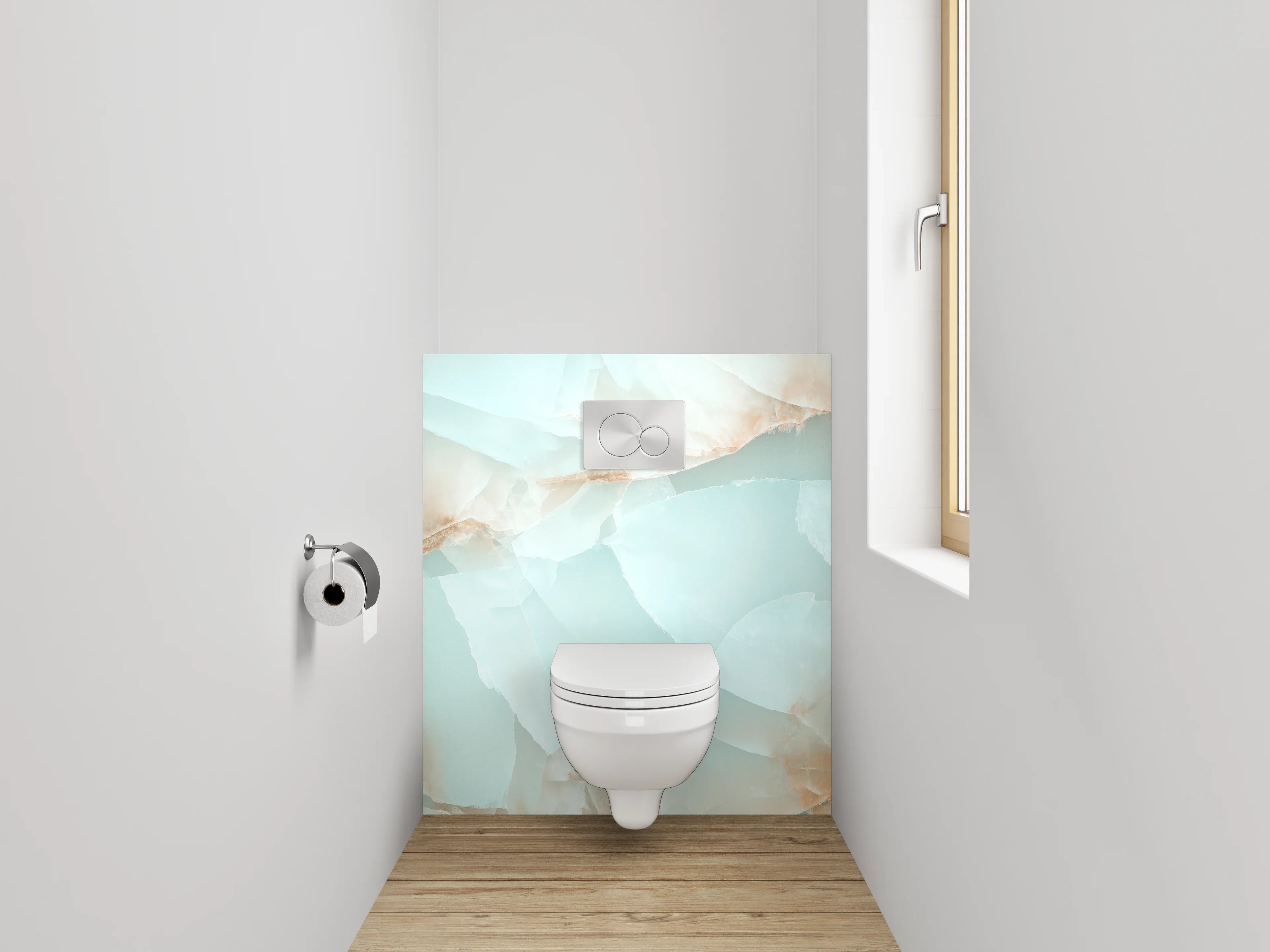 WC-Rückwand - Modernes Onyx-Marmor-Muster Türkis Beige