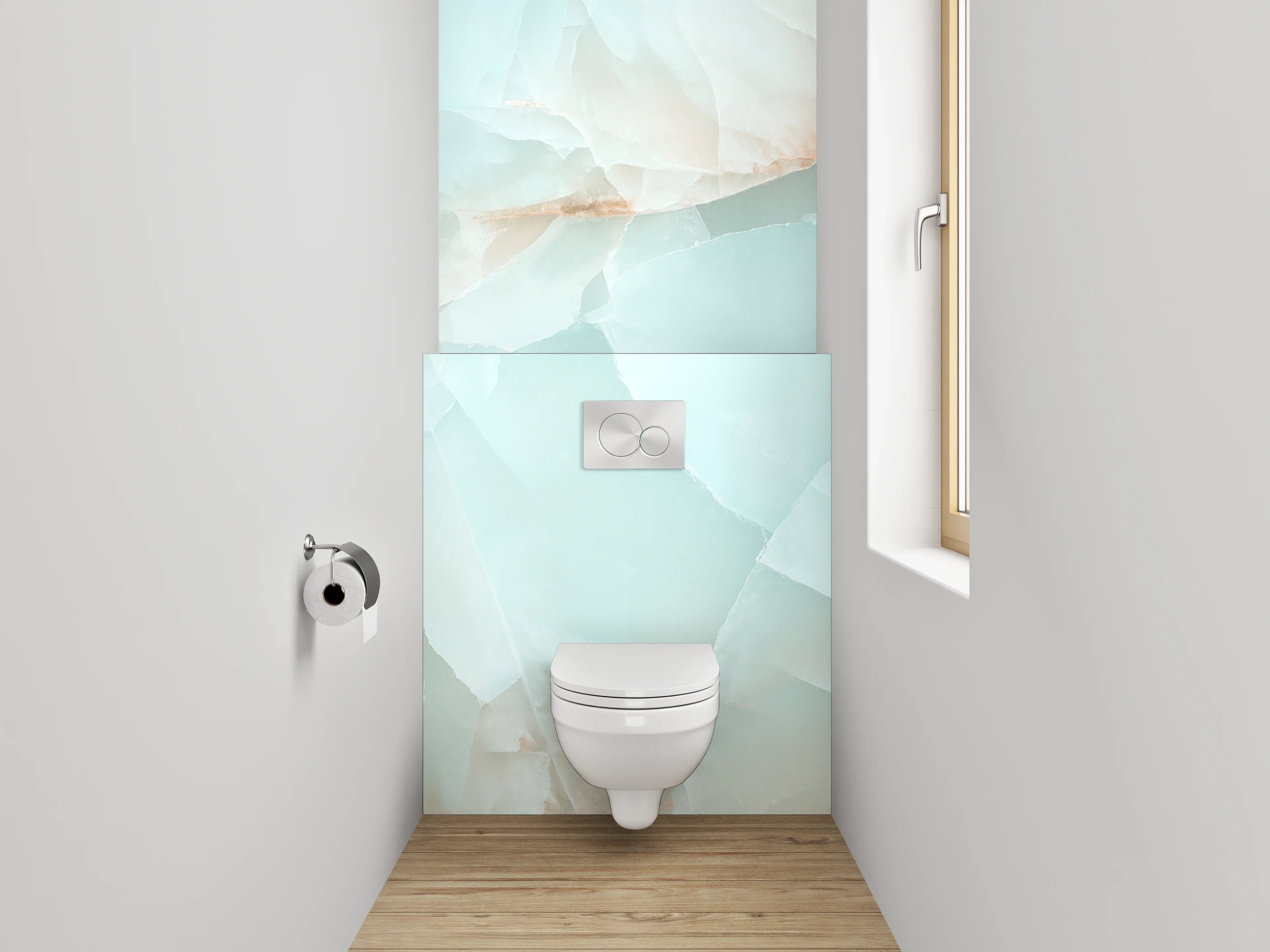 WC-Rückwand - Modernes Onyx-Marmor-Muster Türkis Beige