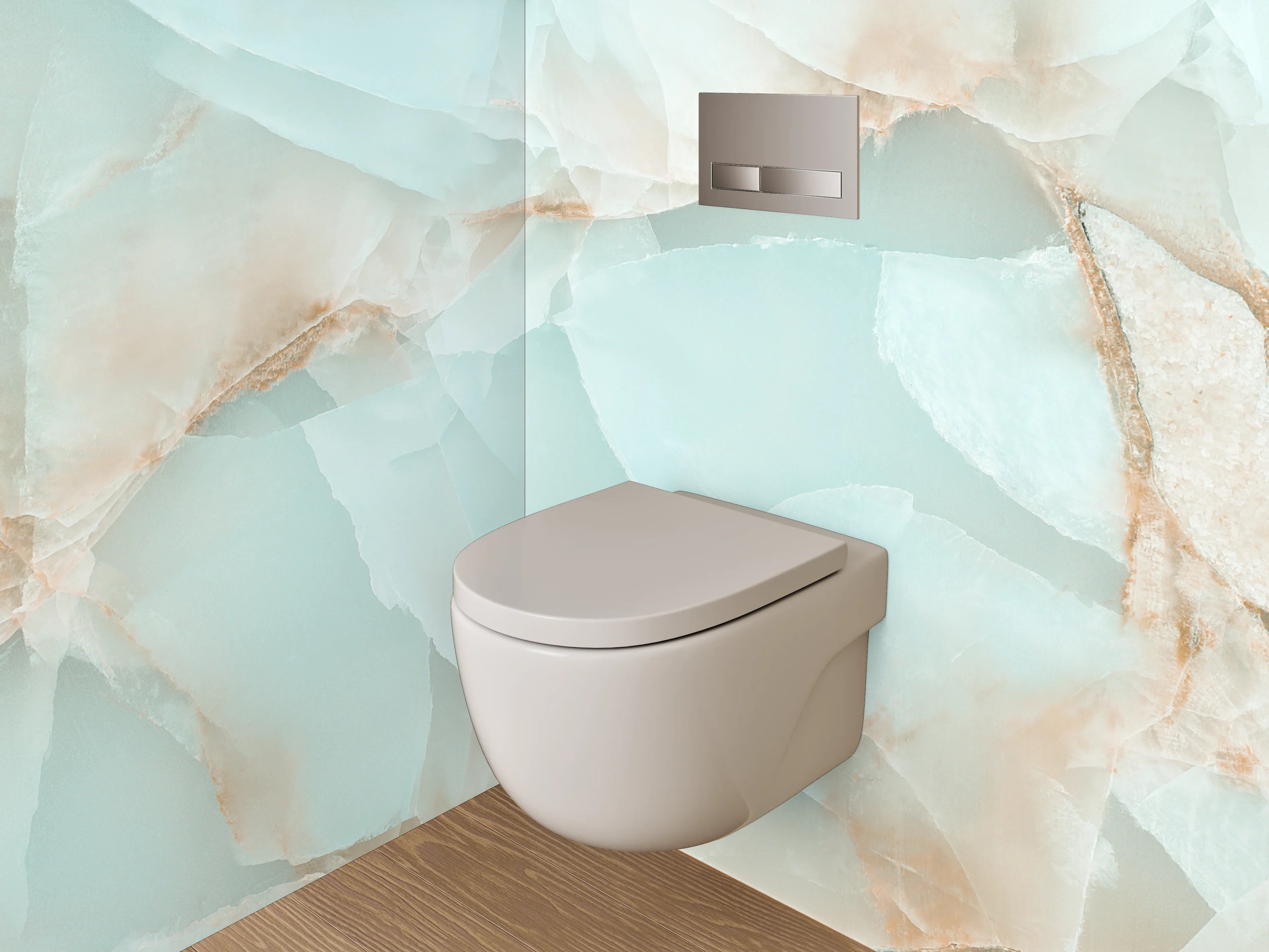 WC-Rückwand - Modernes Onyx-Marmor-Muster Türkis Beige