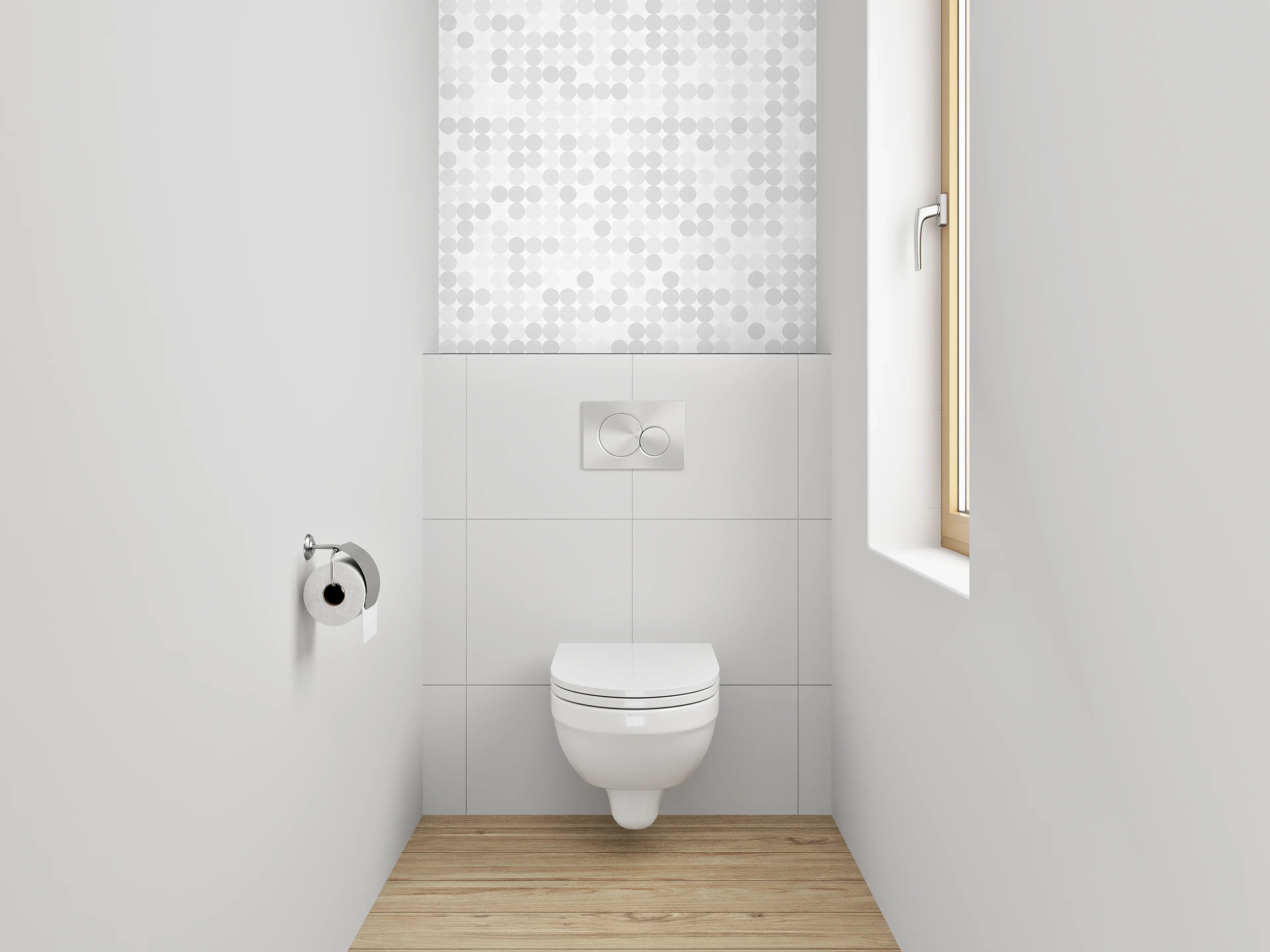 WC-Rückwand - Modernes Punktmuster Weiß-Grau