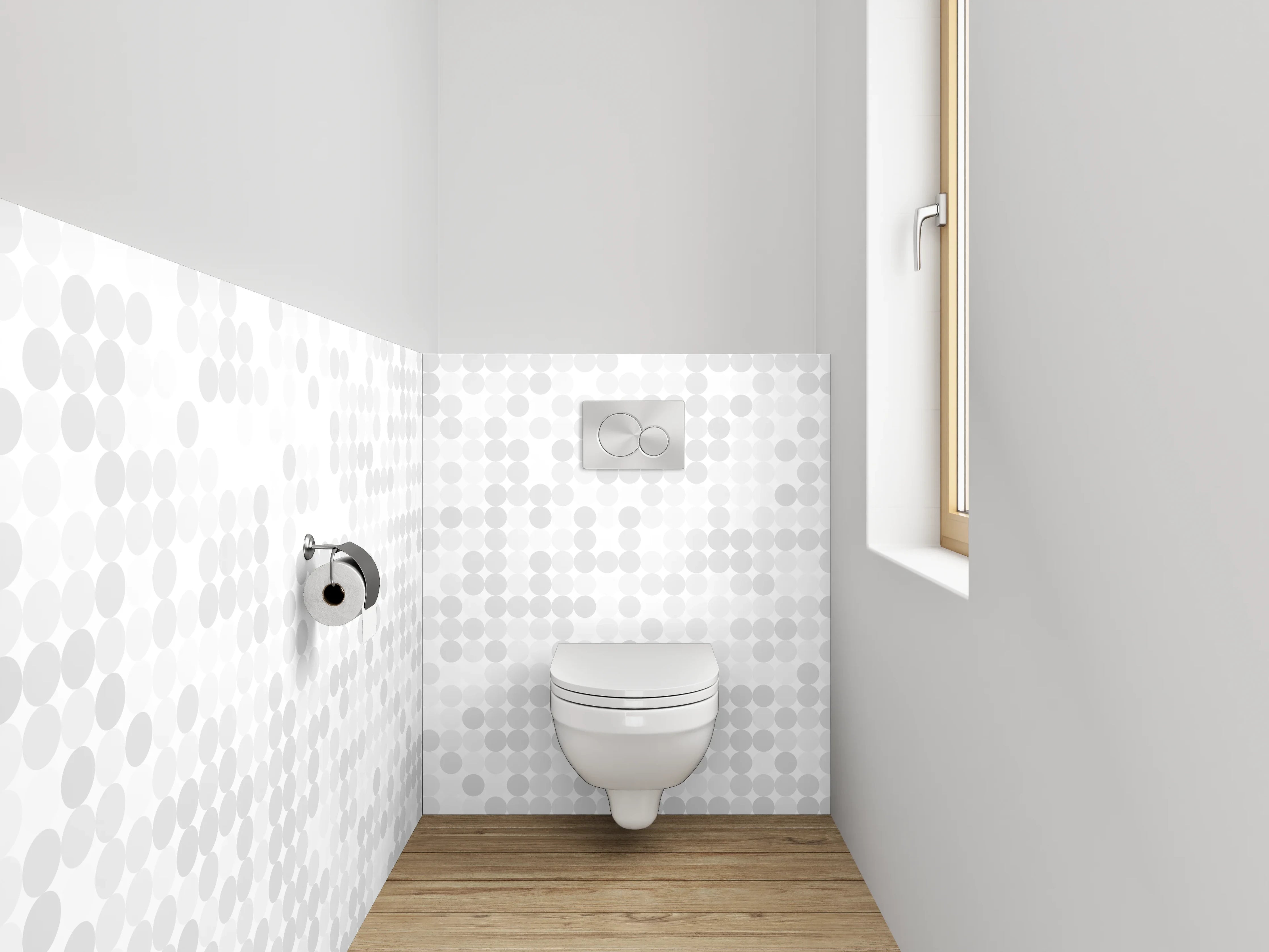 WC-Rückwand - Modernes Punktmuster Weiß-Grau